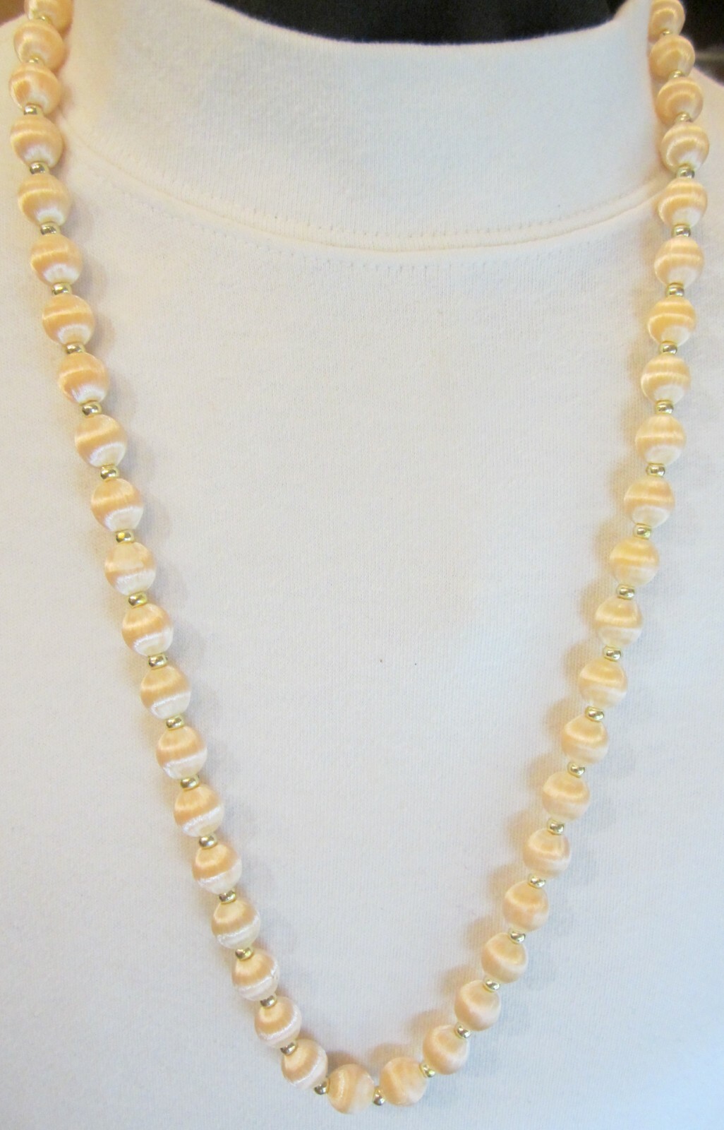 Colored 30 inch Satin Ball Beaded Necklace Gold Clad Pink Purple Blue Brown (54