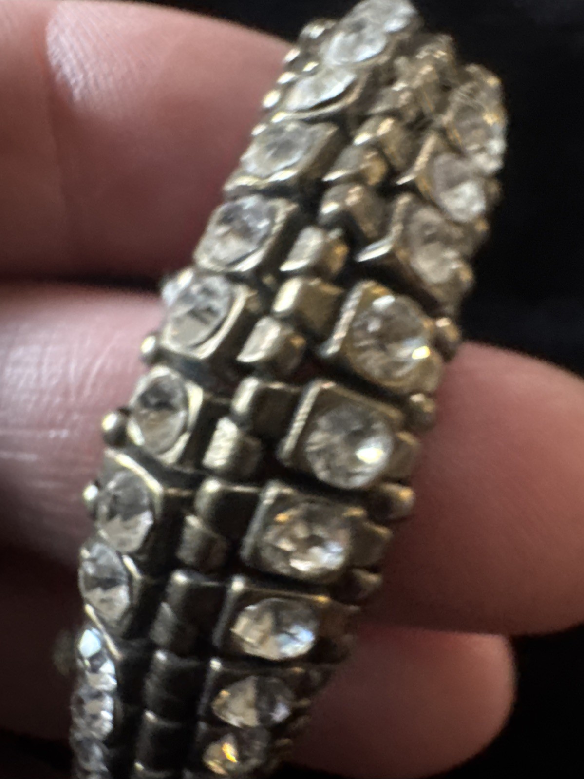 Vintage Prong Set Rhinestone Expanding Bracelet