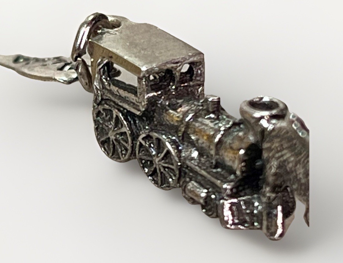 VTG 925 Alaska Souvenir 3D Moose & Locomotive Charm Sterling Silver Signed JP