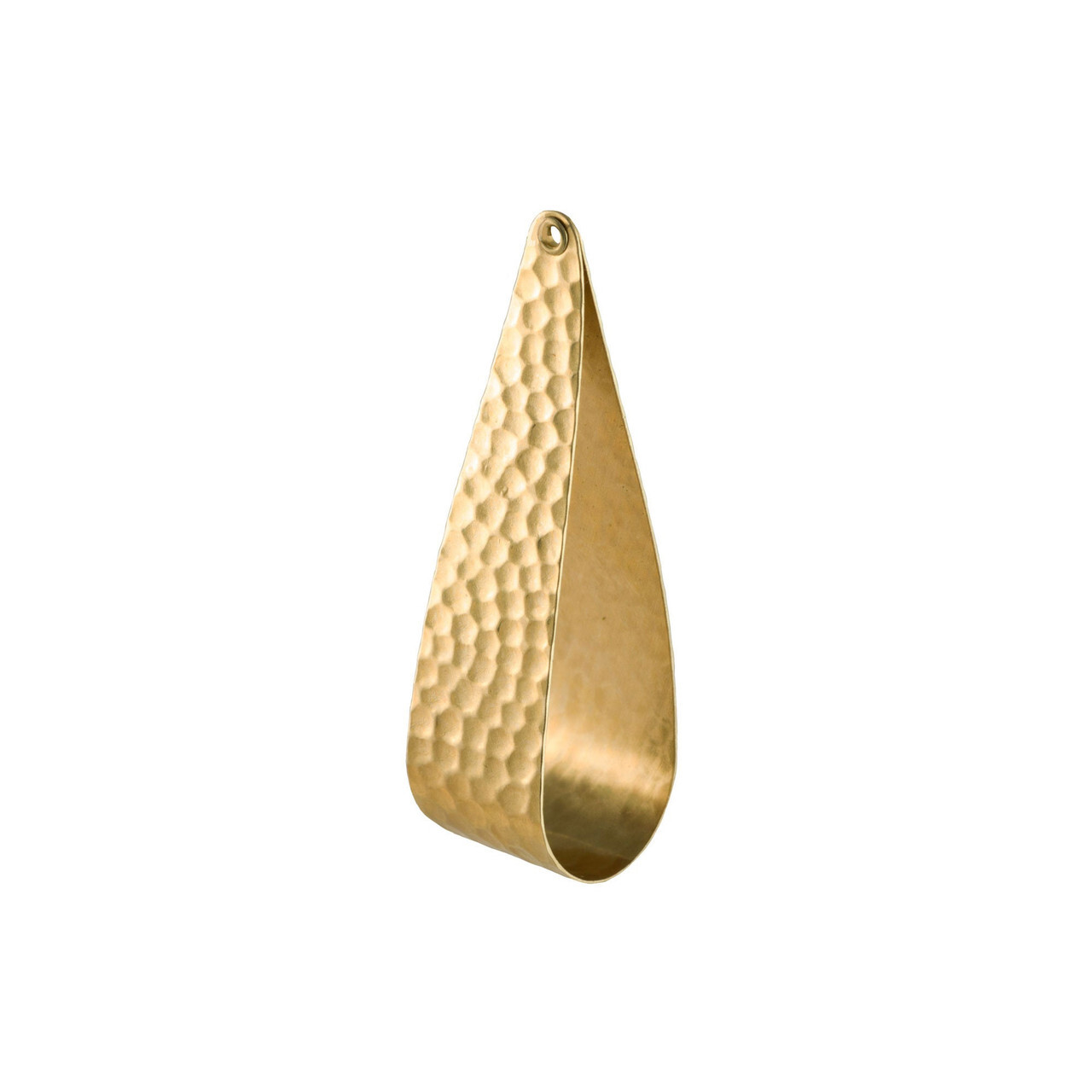 1 Hole Raw Brass Small Hammered 3D Teardrop Hoop Pendant 39x13mm (2)