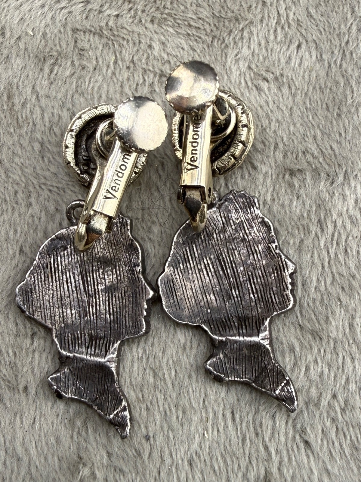 Vintage Vendome Clip On Earrings Silver Tone Woman