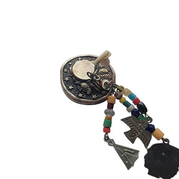 Vintage Silver and Multicolor Beaded Earrings Clip Ons