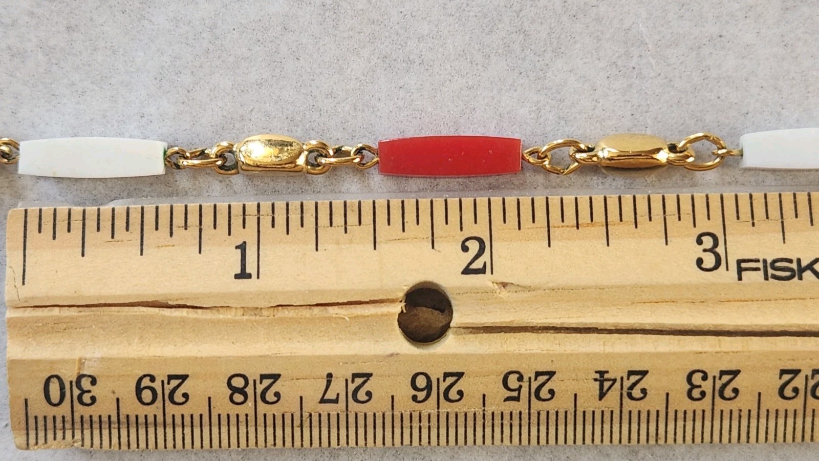 Trifari Necklace Clip On Earrings gold-tone Red, White & Blue Plastic Beads