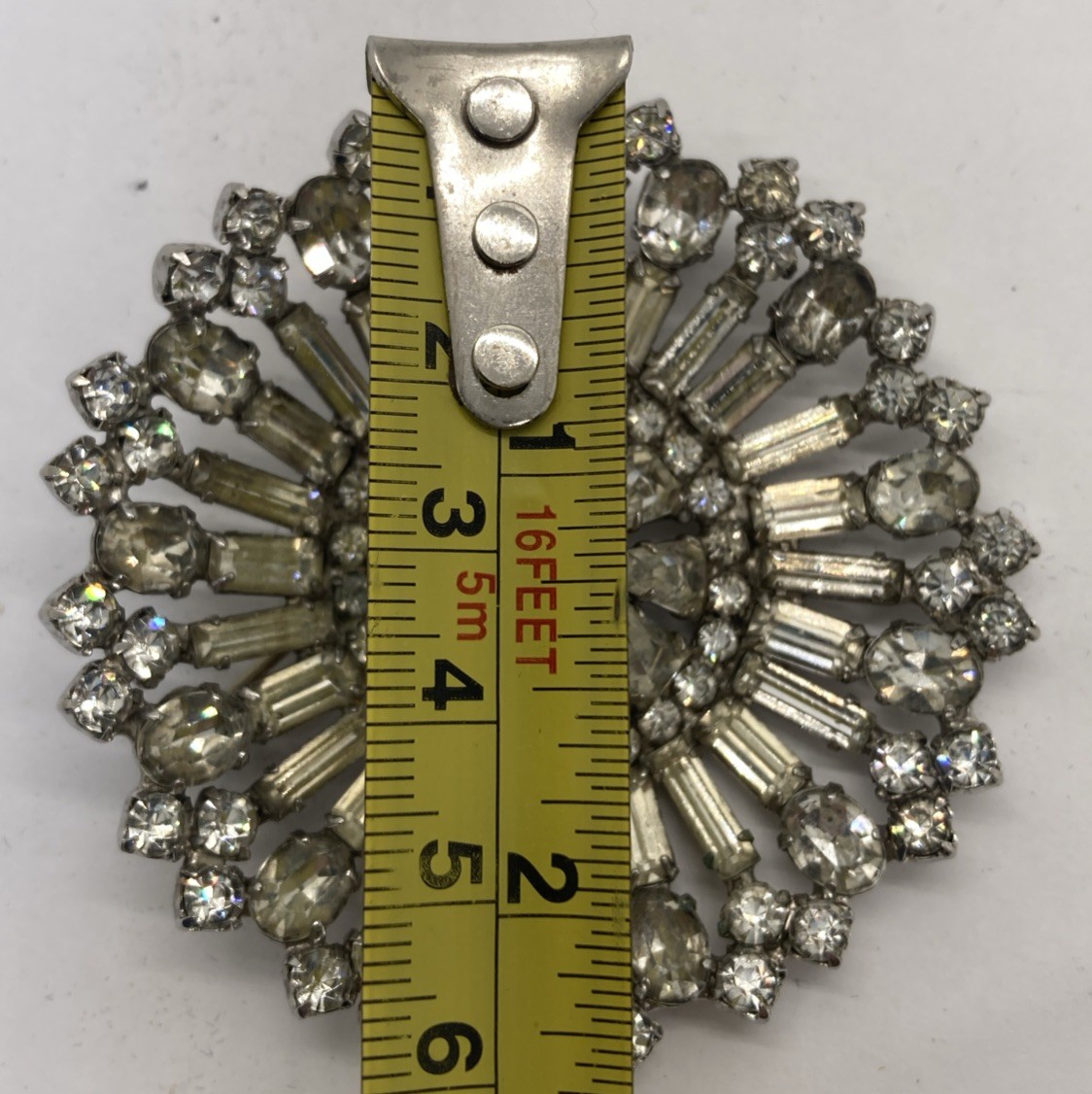 Vintage 40’s Art Deco Rhinestones Circle brooch pin & Screw Back Clip OnEarrings