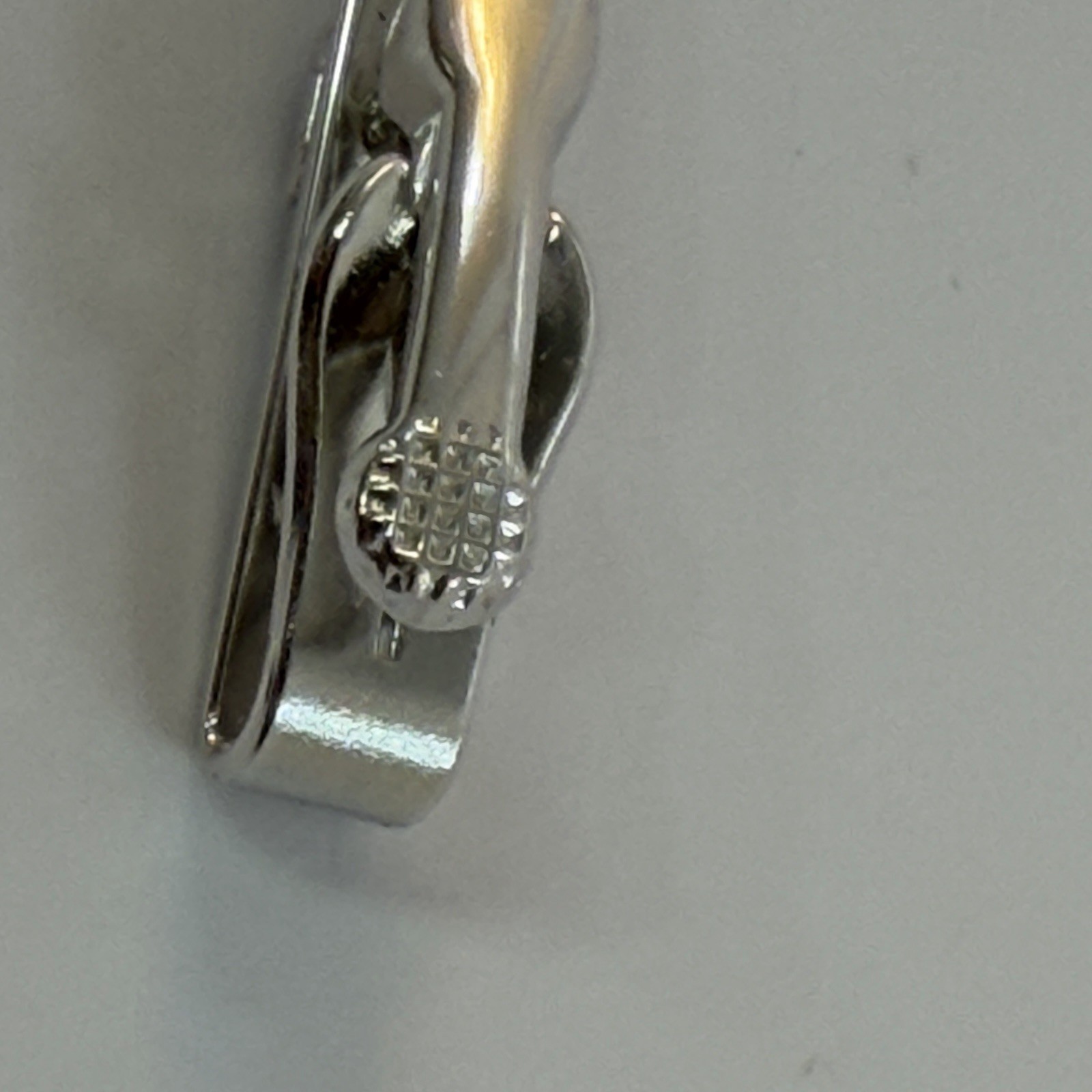 Swank Tie Clip and Cuff Links Set Brushed Silver Tone Onyx Stone