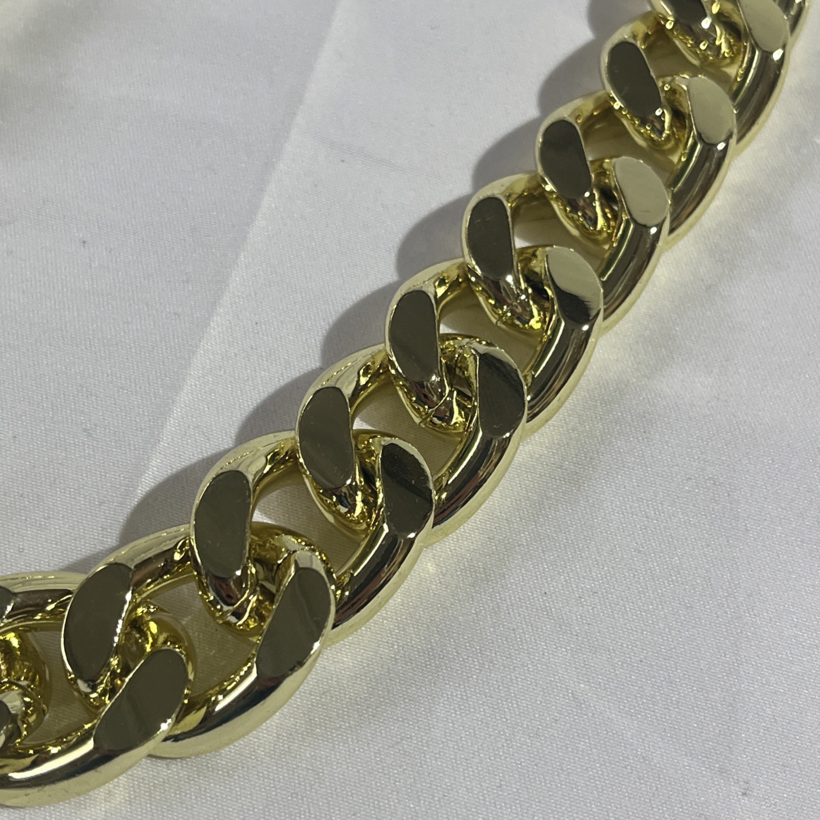 Yellow Gold Plate 20mmmm Wide Thick Curb Adjustable Link Chain Necklace