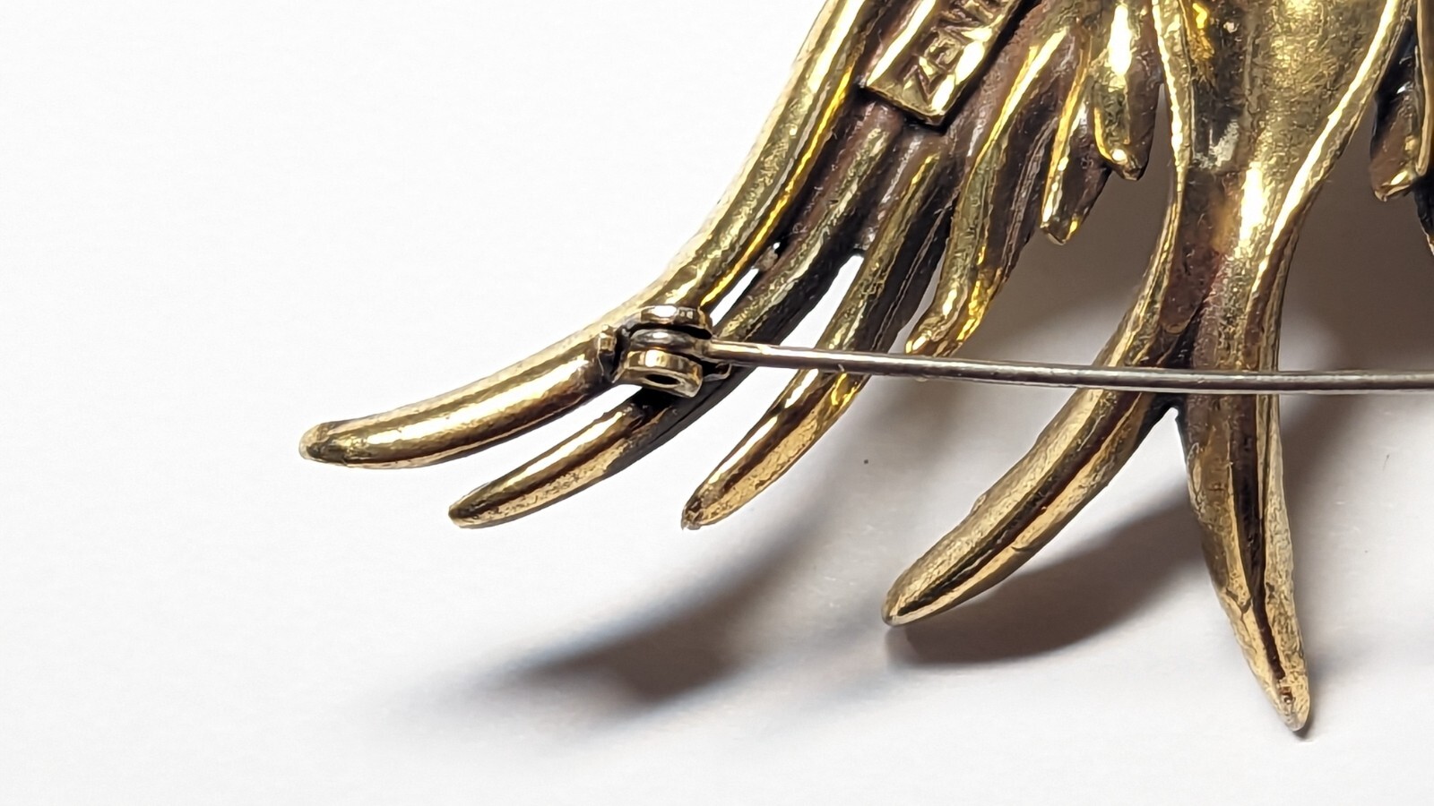 VINTAGE ZENTALL EAGLE BROOCH PIN SIGNED GOLD TONED