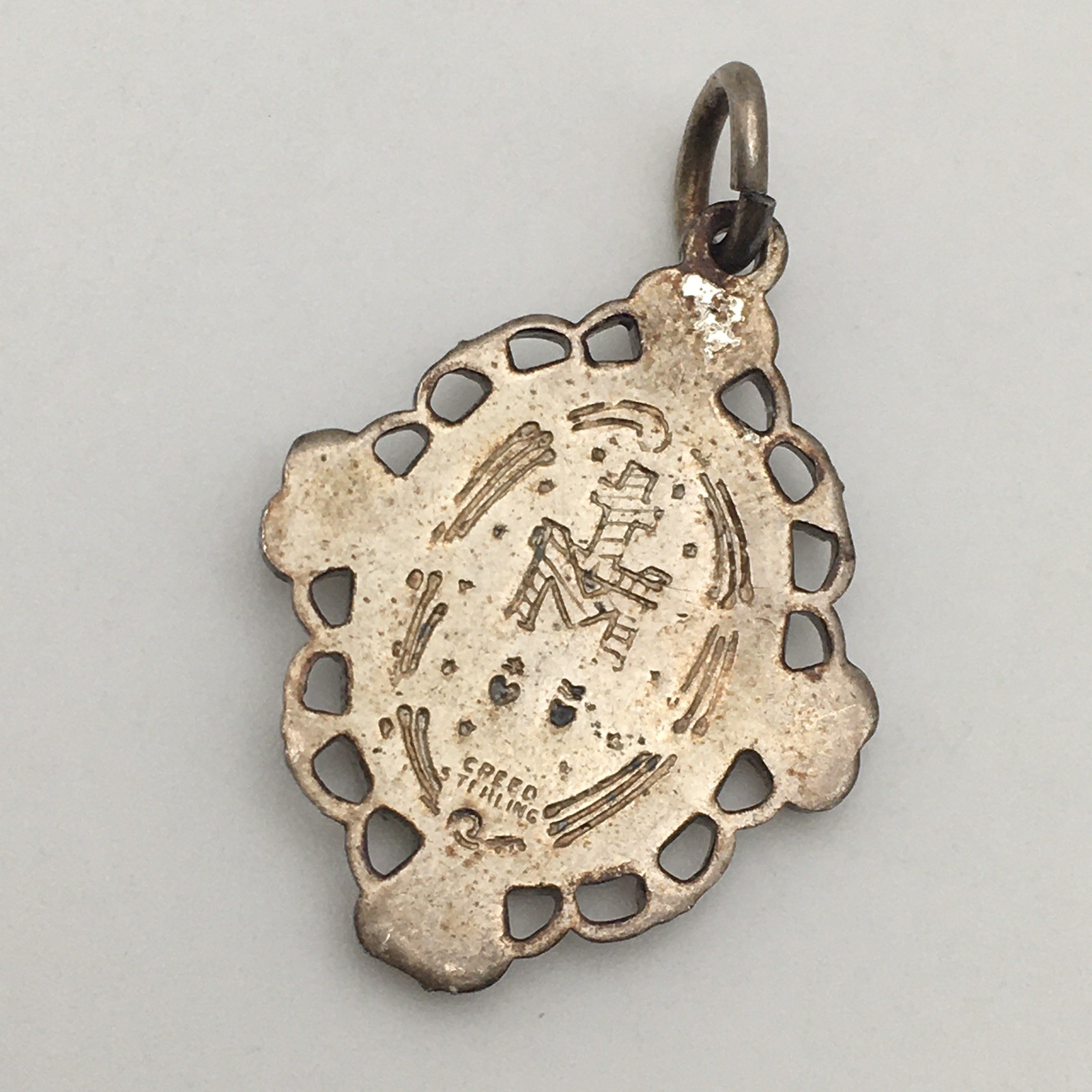 Vintage Sterling Silver CREED Miraculous Mary 1830 Charm Marked Sterling 3g #40