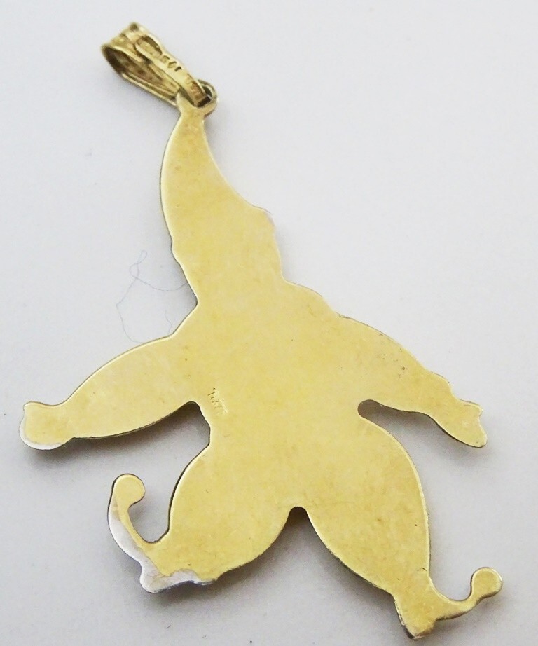 Vintage 9 karat Yellow and White Gold Charm of Jester – Clown