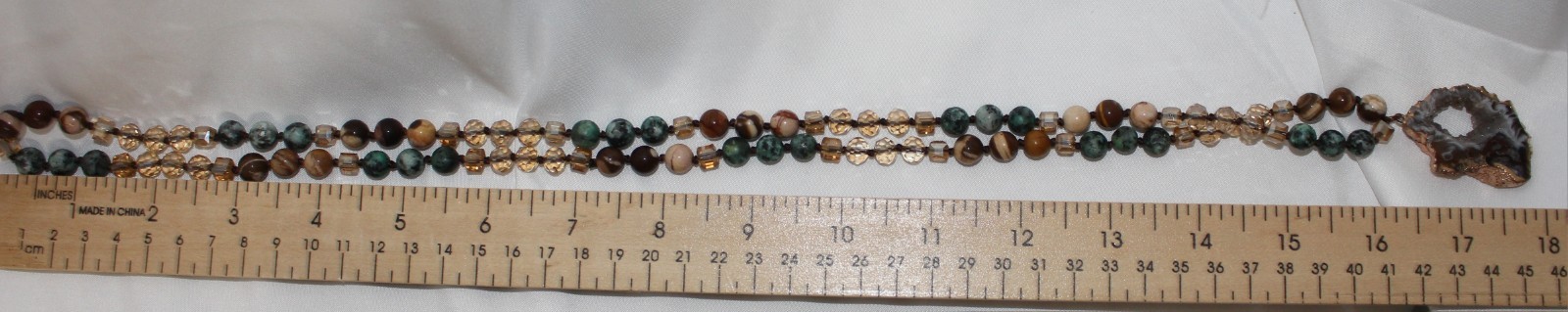 Estate Vintage Boho Necklace Crystal Druzy Brown Natural Stone Earthy Colors