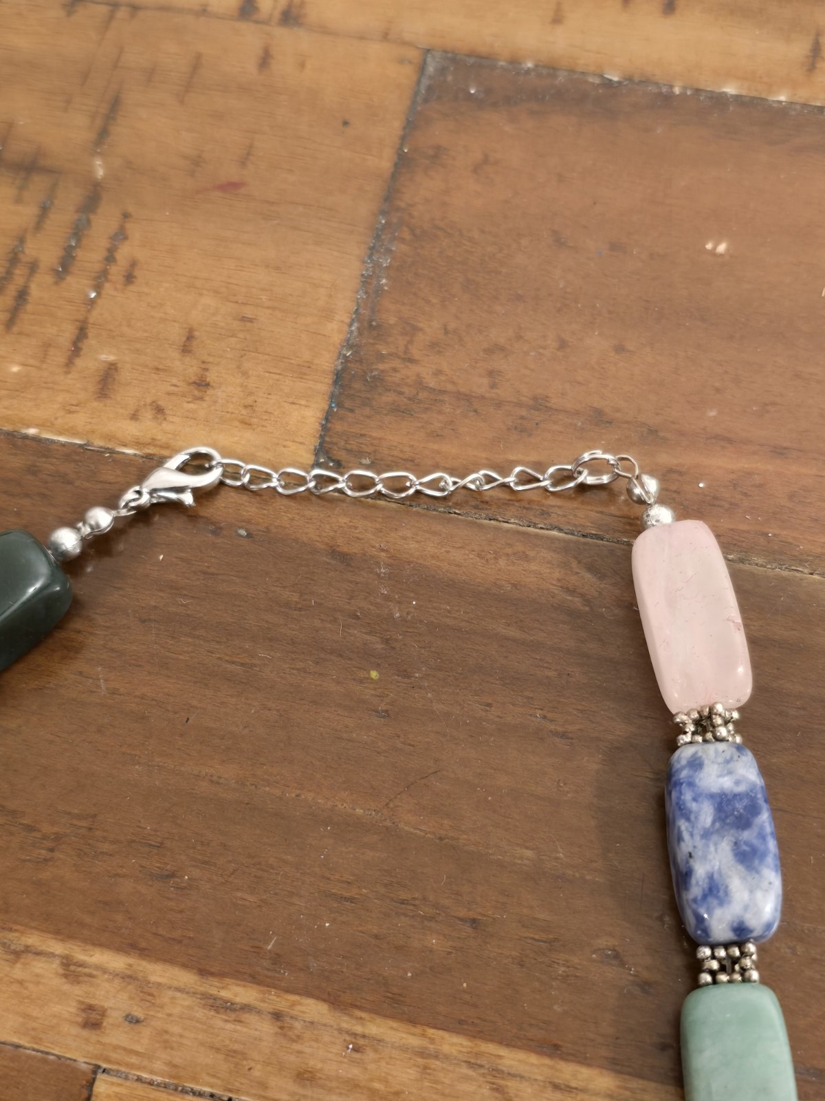 Vintage Necklace Rose Quartz Jade Tigers Eye Estate Fine Jewelry Pre-Owned Stone