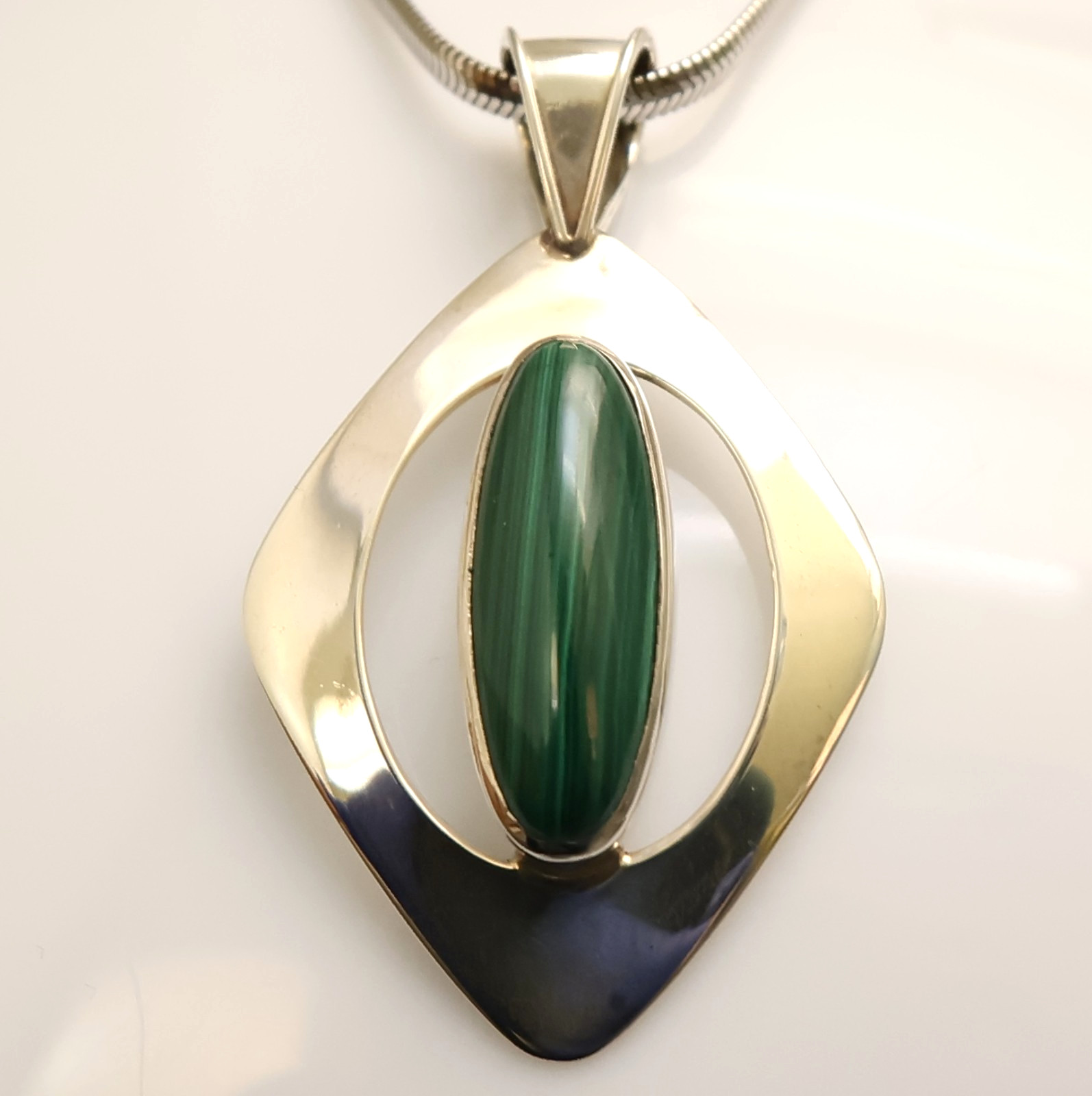 Dominique Dinouart pendant DDD malachite Milor 925 sterling silver omega chain