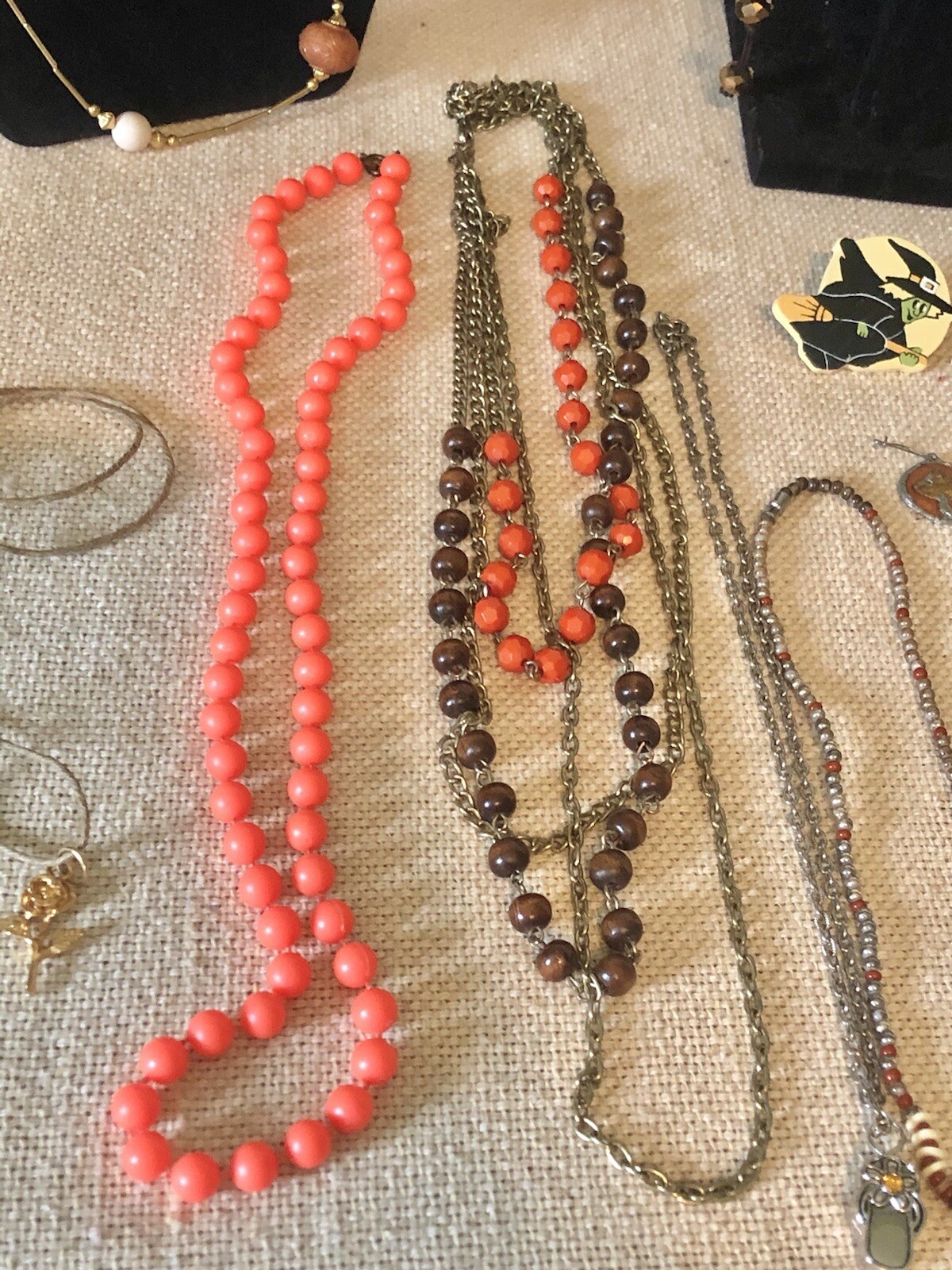 Lot of 20 Vintage to Modern Jewelry Mix Matching Orange Gold Tone Peach Brown