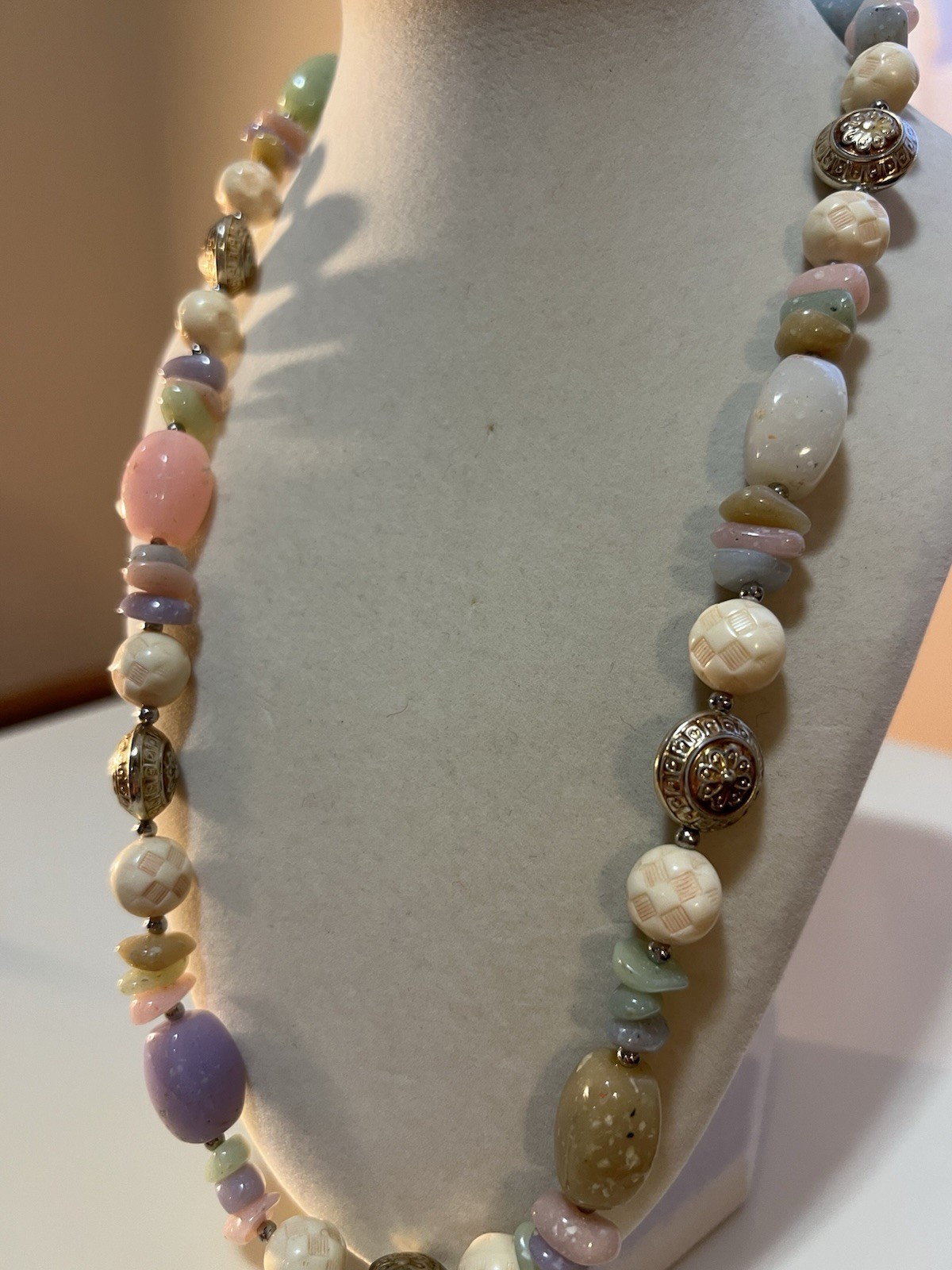 Vintage Beaded Pastel Lucite Necklace