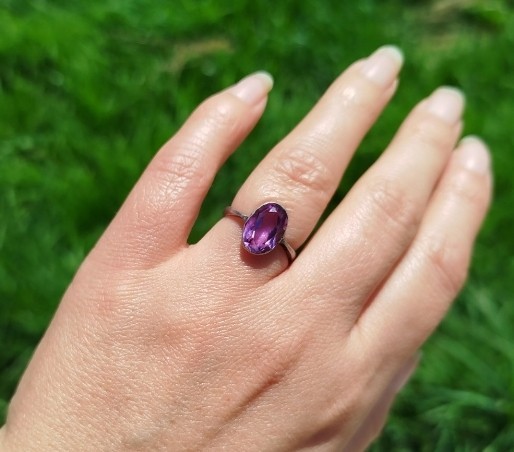 Vintage Beautiful Ring purple stone Silver 875 star USSR times Jewelry size 6.75