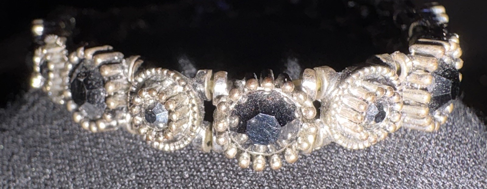 Vintage Sparkling Earrings & Bracelet w Alternating Small & Large Faceted Stones