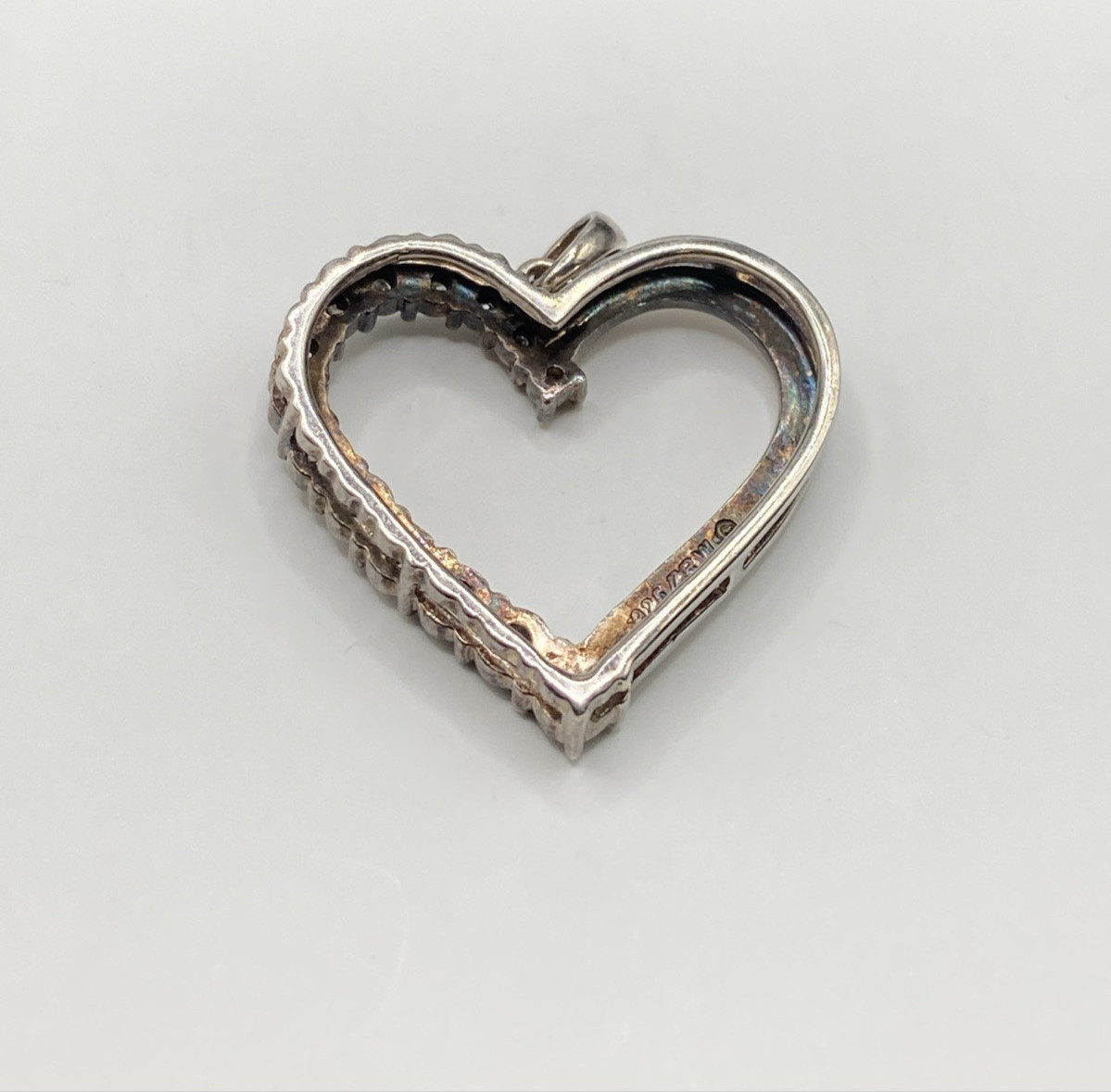 Vintage ZRW Sterling Silver Clear Stone Heart Pendant