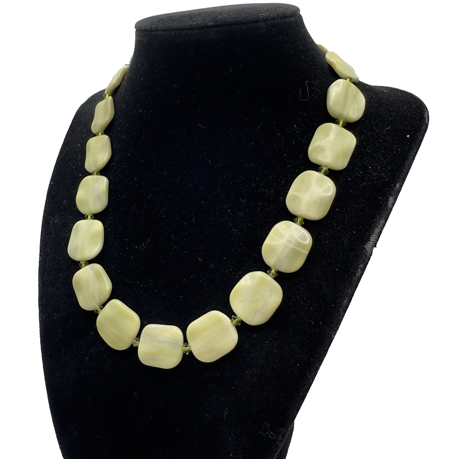 Vintage Artisan Jasper Necklace Choker Modern Boho Earthy Modern Butter Green