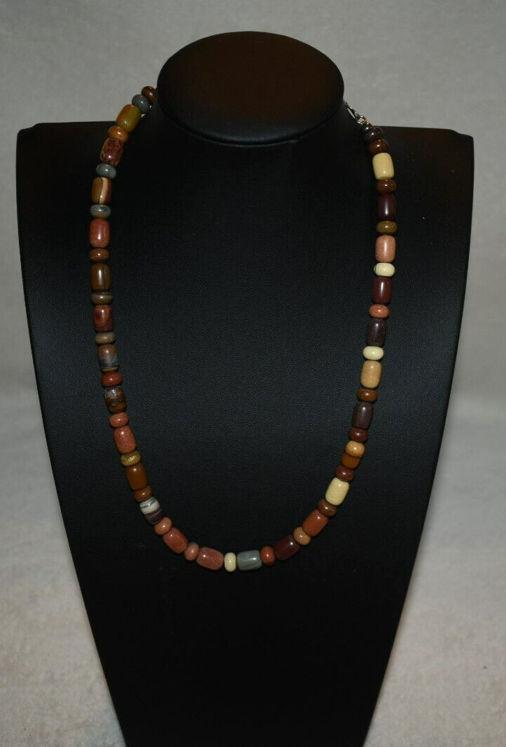 VINTAGE NATURAL STONE NECKLACE 21″ EARTHTONES