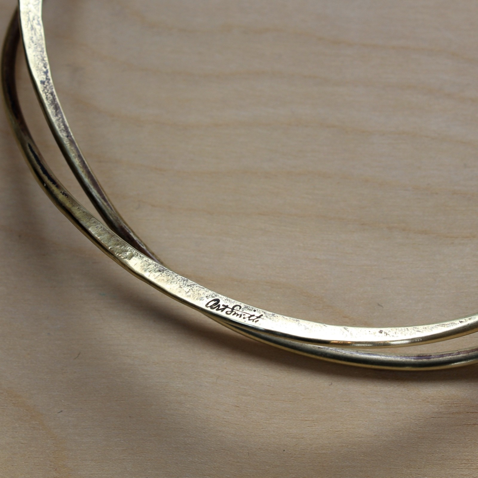 Art Smith – Mid-Century Modernist Jeweler – Signed Forged Brass Necklace