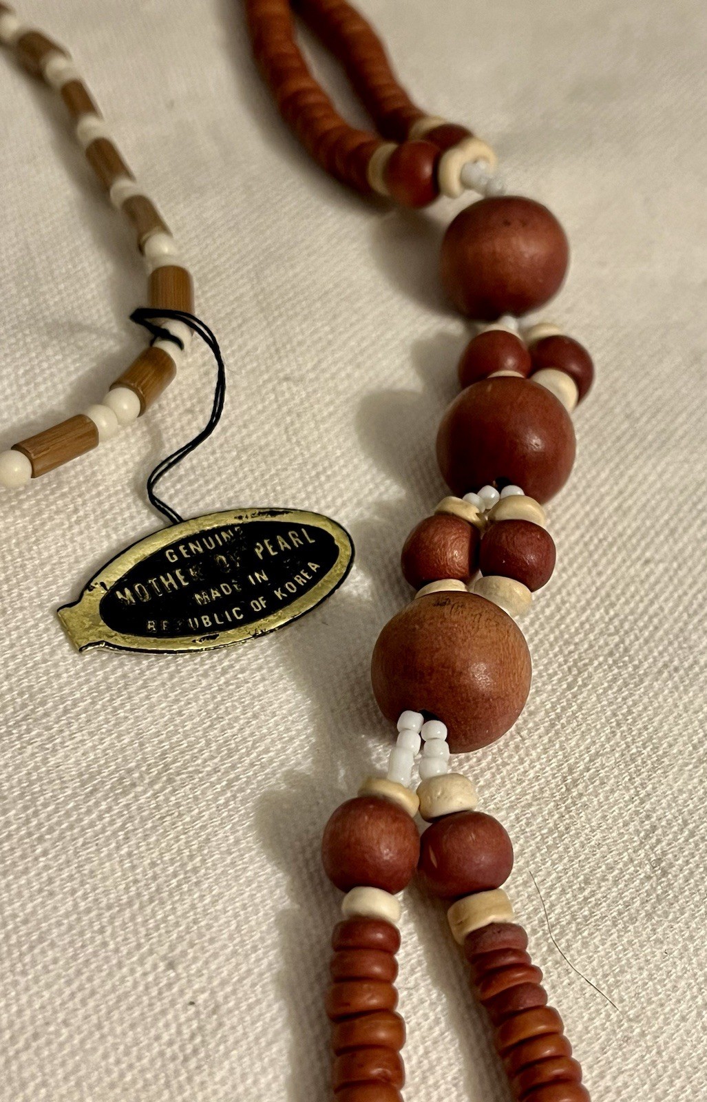 Lot 2 Vintage Estate Necklaces African Safari Elephants Tribal MOP Necklace
