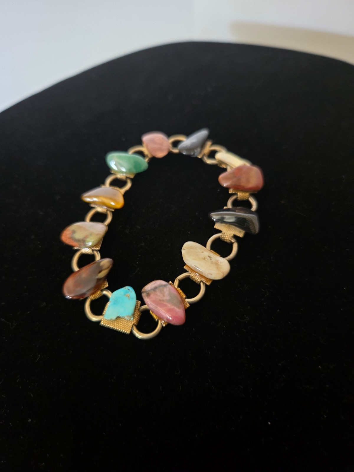 Vintage Various Small Stones Wrist Link Bracelet 7”