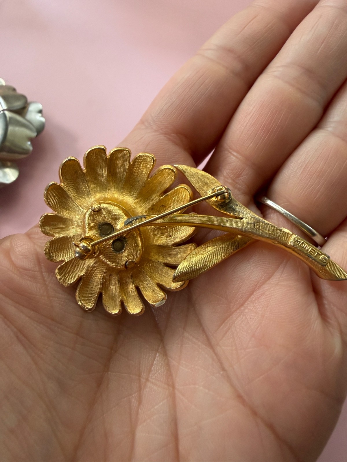 Vintage Brooch Lot Gold Silver Tone Floral Leaf Rhinestone 50s 60s 80s