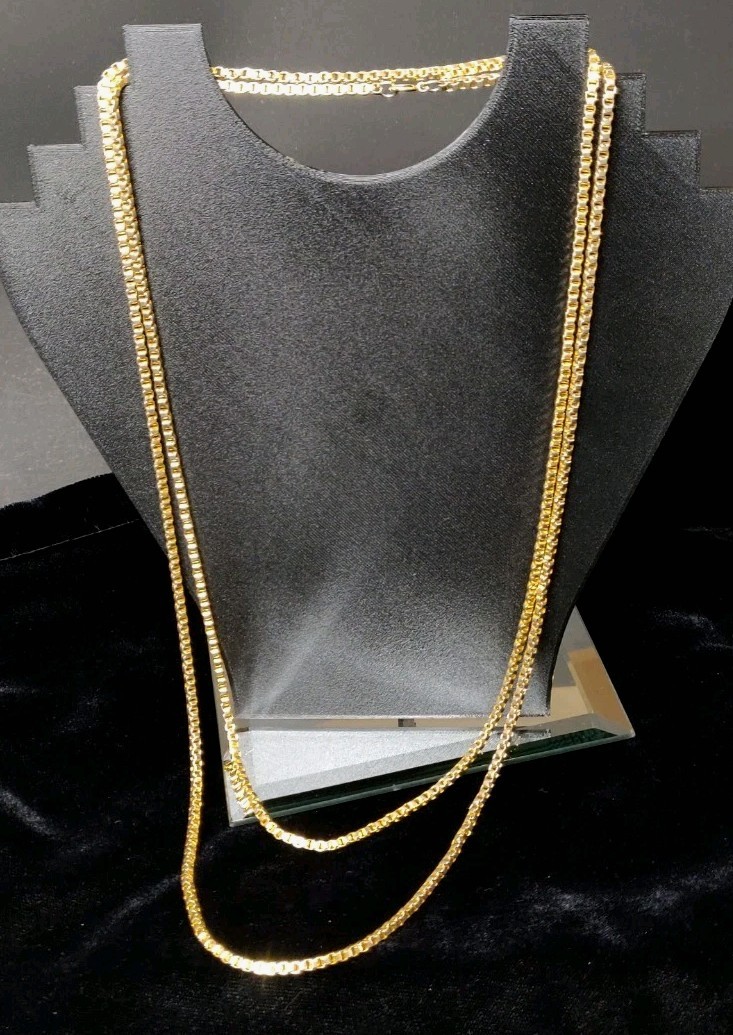 Vintage Gold Tone Box Chain 54-in Length Multiple Ways To Wear Lightweight Retro