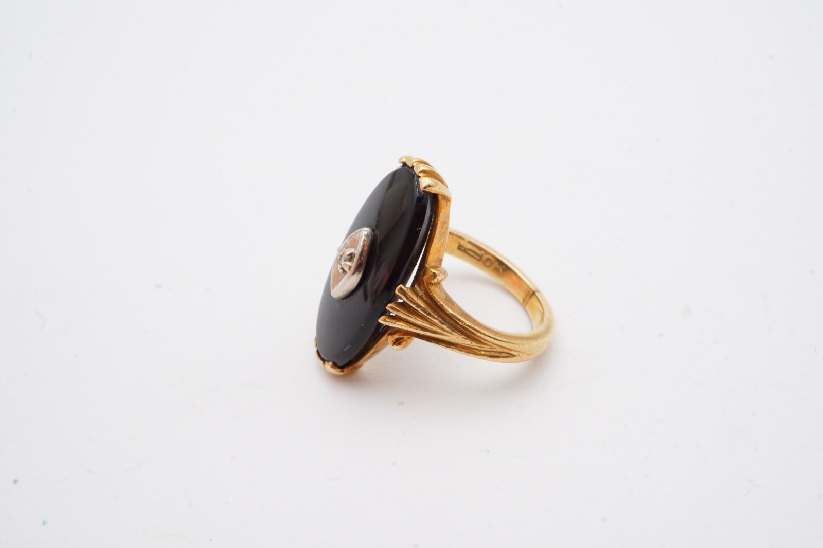 Vintage 10k Yellow Gold Black Onyx Diamond Ring Size 1.75