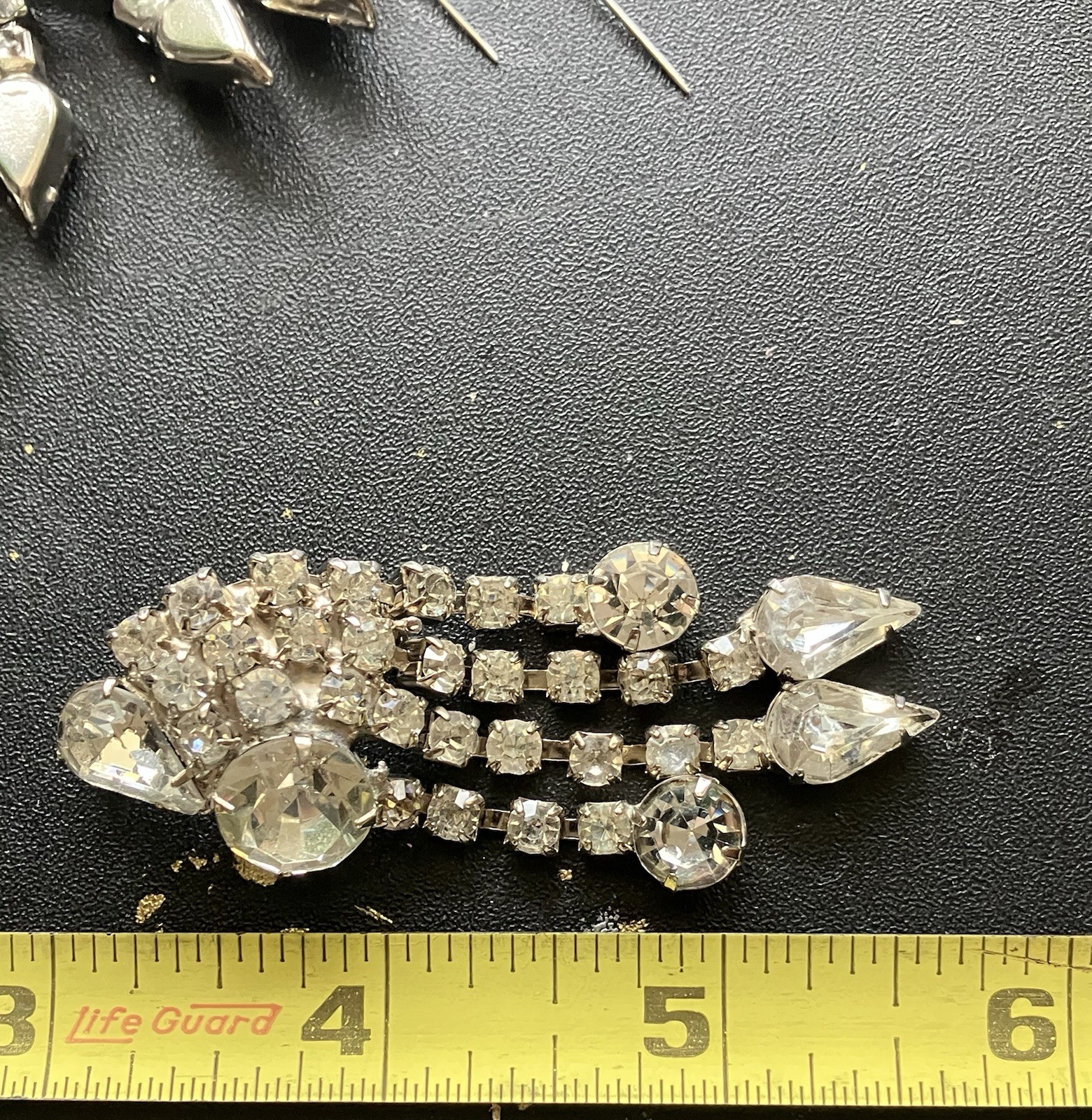 Vintage Silver Toned Rhinestone Jewelry Set Necklace, Earrings, and Brooch