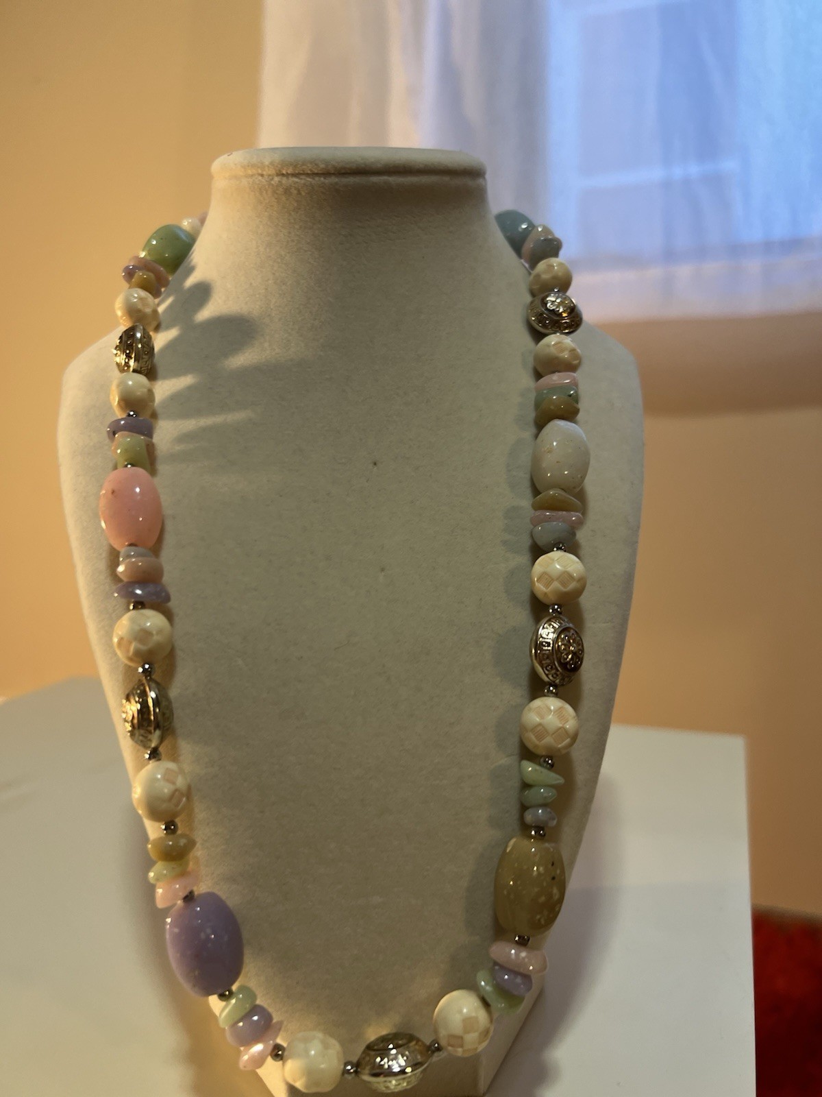 Vintage Beaded Pastel Lucite Necklace