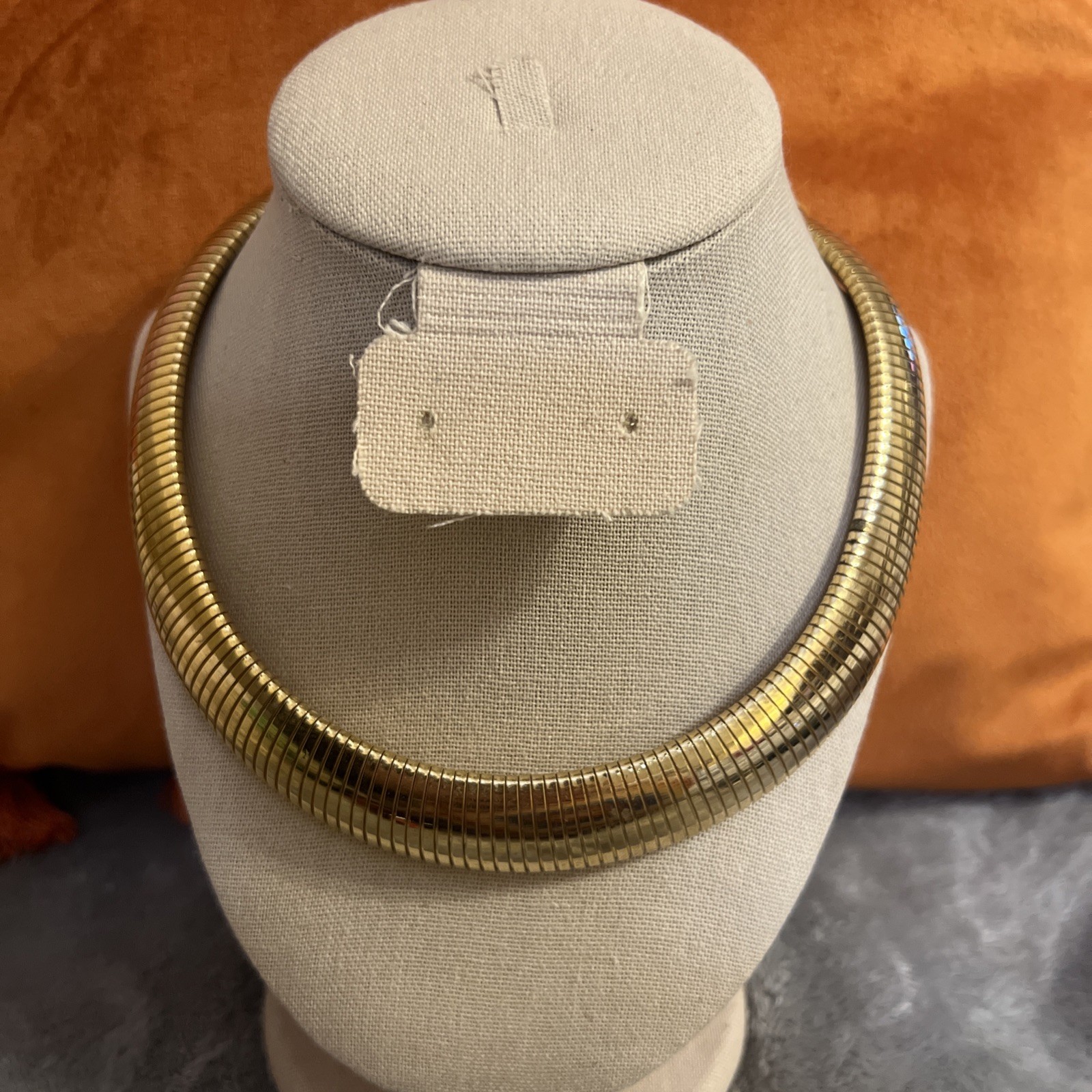 Vintage Gay BOYER Gold Tone Stretch Omega Collar Choker Necklace Unsigned