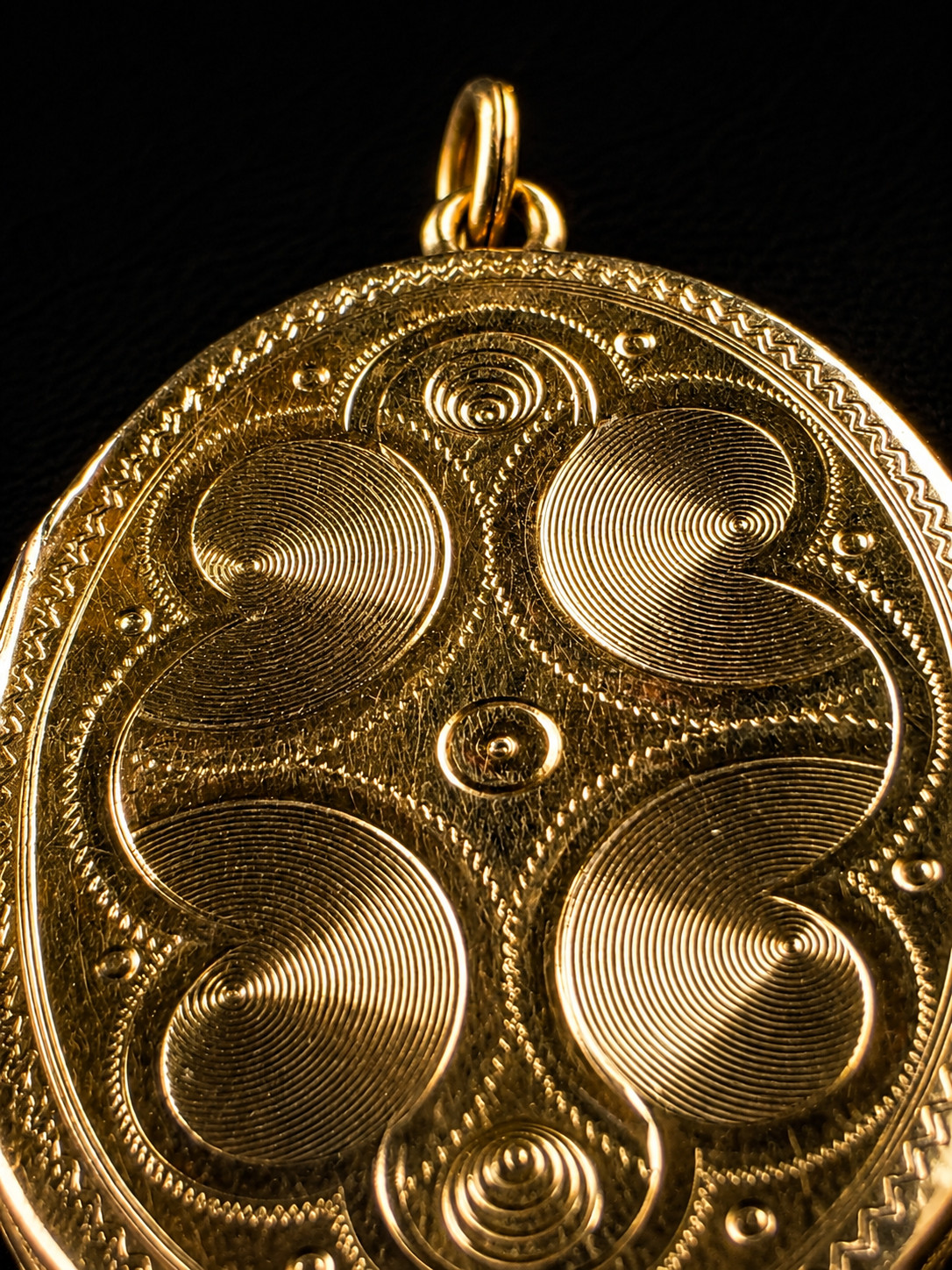 Antique Victorian 14K Gold Virgin Mary Enamel Locket Guilloche Religious Pendant