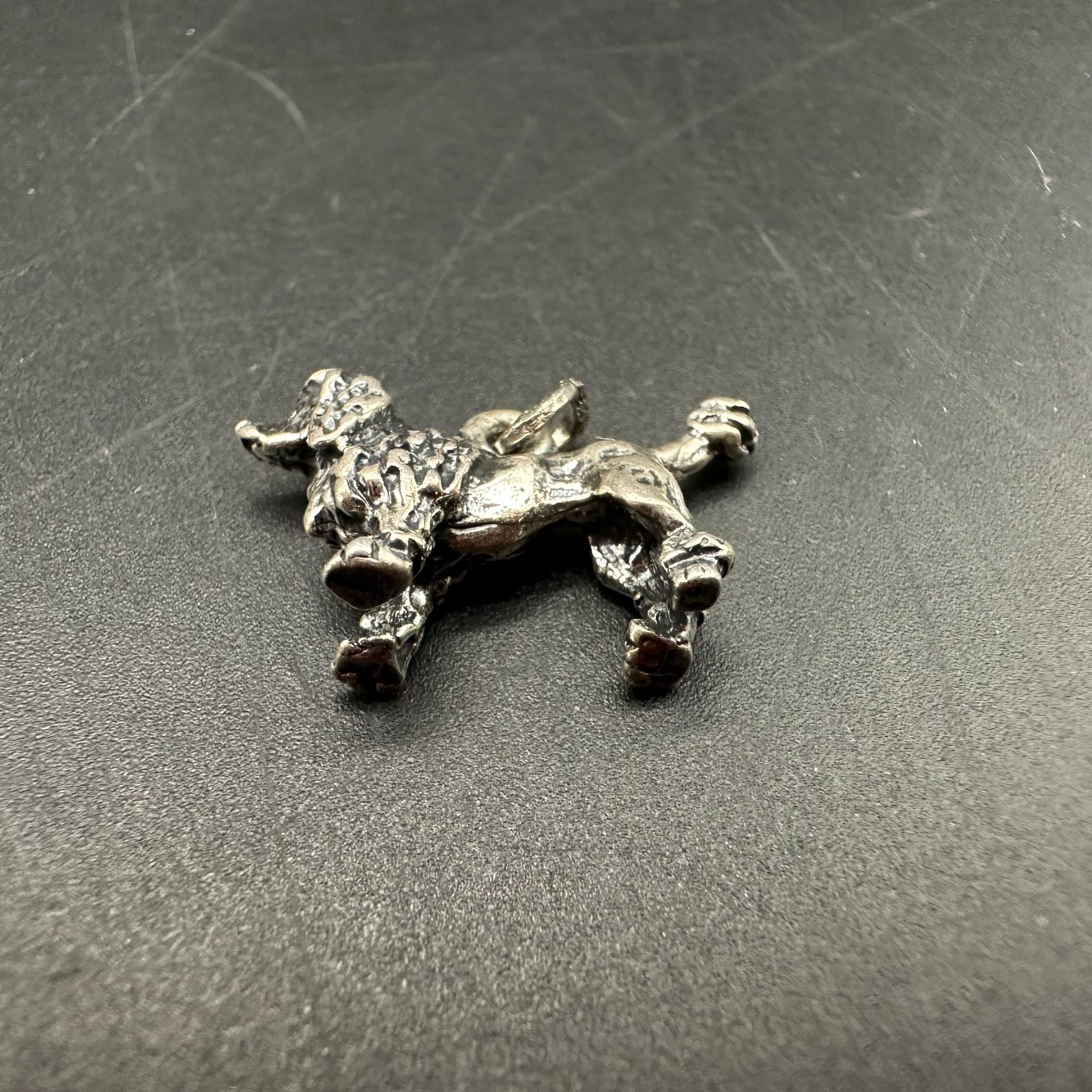 VINTAGE STERLING SILVER 3D POODLE DOG CHARM 1 cm x 2.5 cm