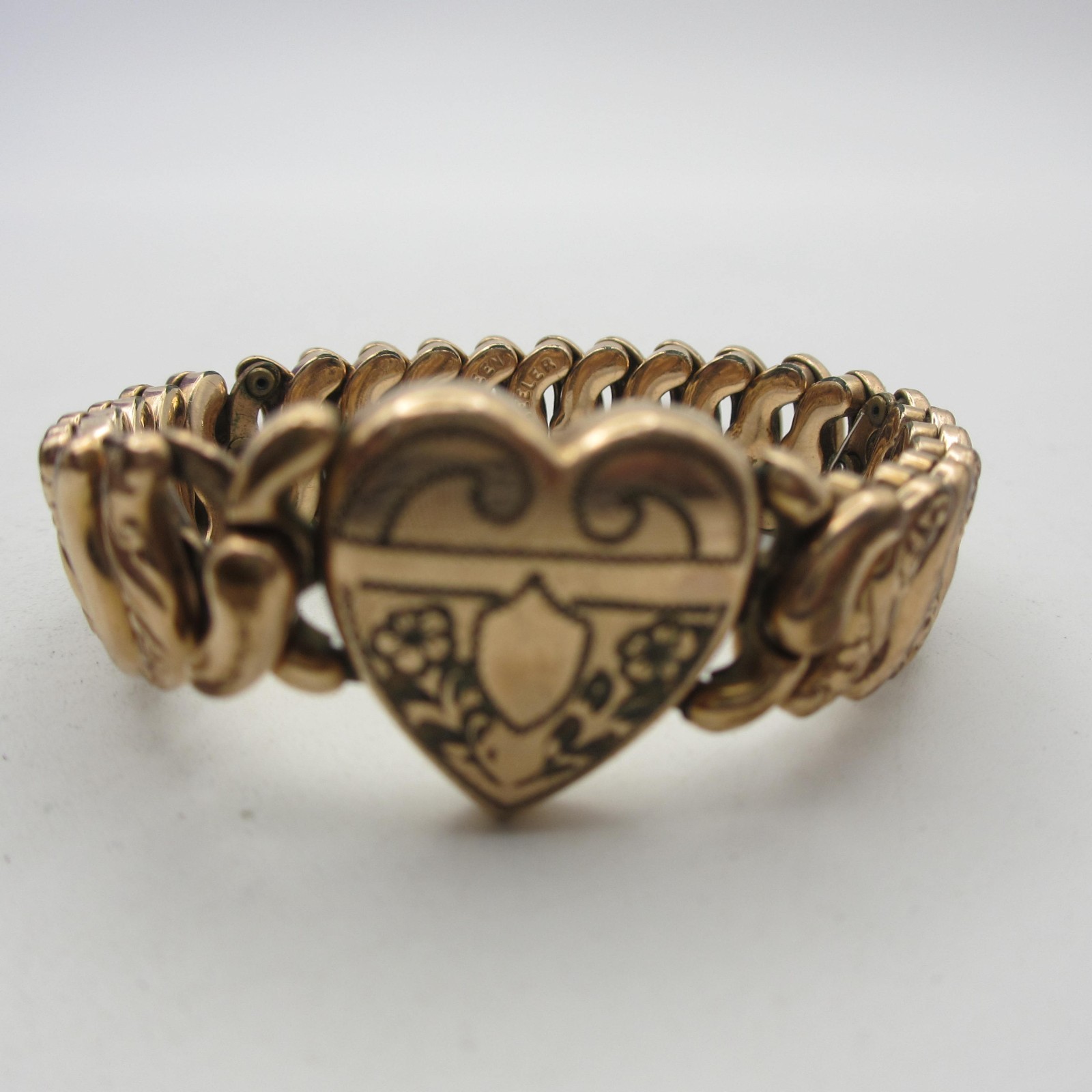 Pitman Keeler American Queen Expansion Bracelet WWII Era Sweetheart Etched Heart