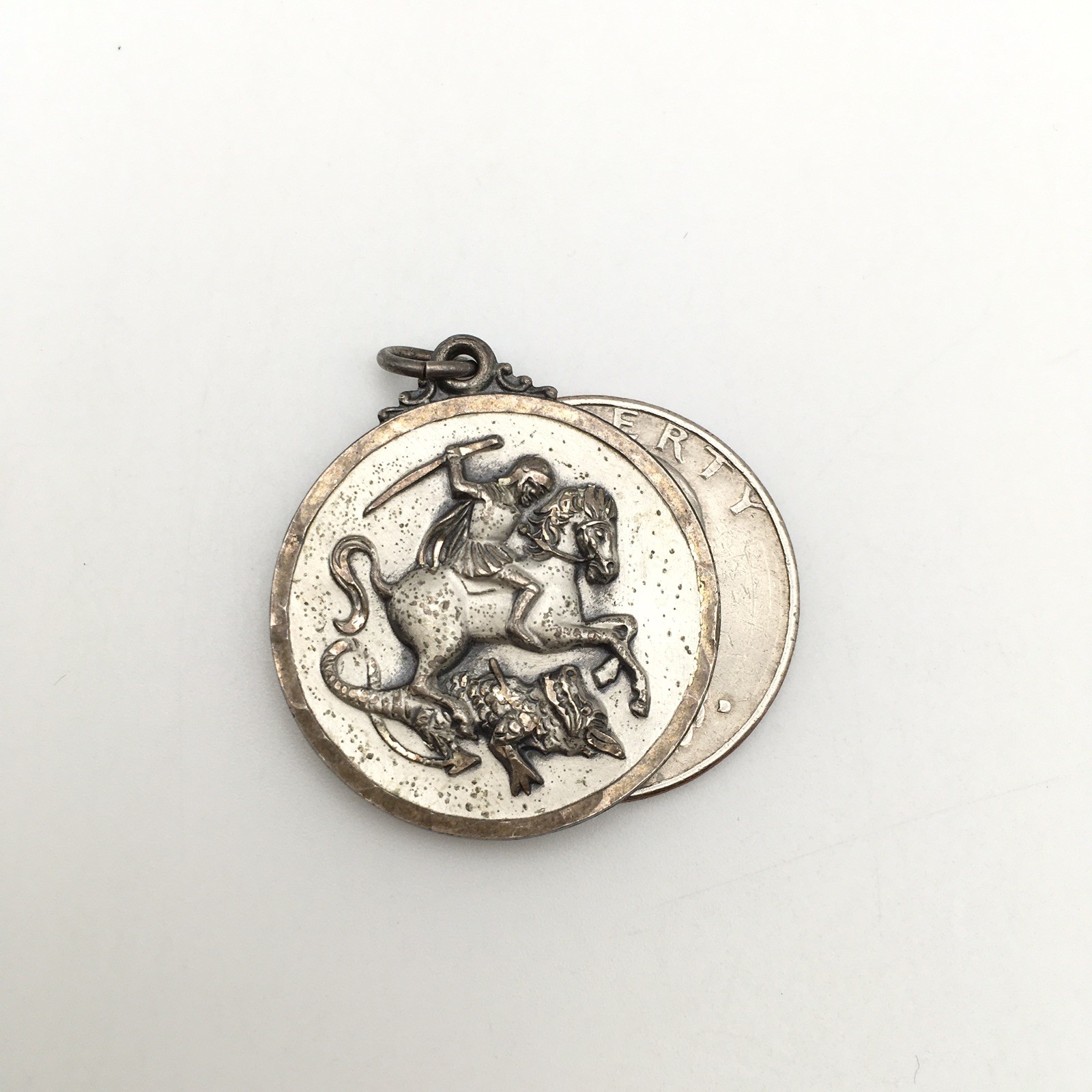 Vintage CREED Sterling Silver Saint George Pendant Marked Sterling 7.9g #52