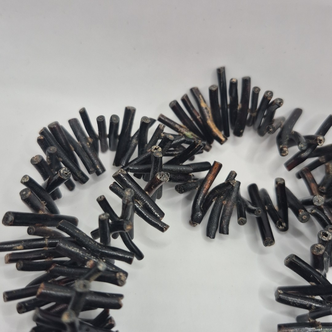 Vintage Large Black Coral Branch Beaded Necklace Strand For Jewelry Making