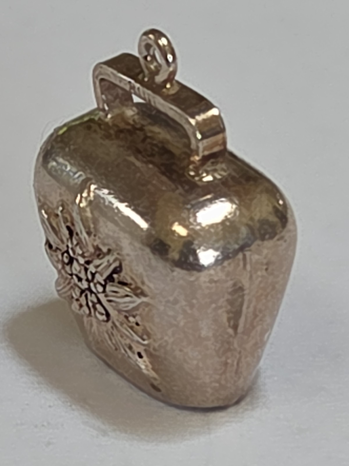 Sterling Silver ~ Edelweiss Cow Bell Charm ~ RINGS! ~ Swiss Pendant ~ VINTAGE