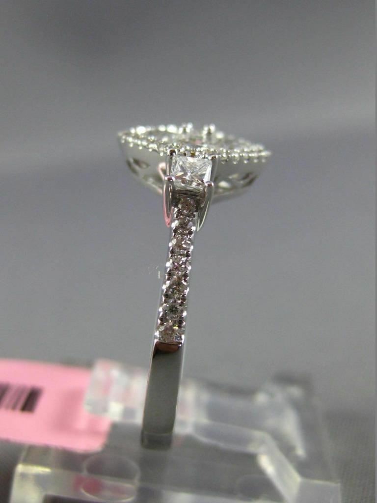 ESTATE .93CT DIAMOND 18KT WHITE GOLD 3D FLOWER SQUARE PROMISE RING F/G VVS/VS