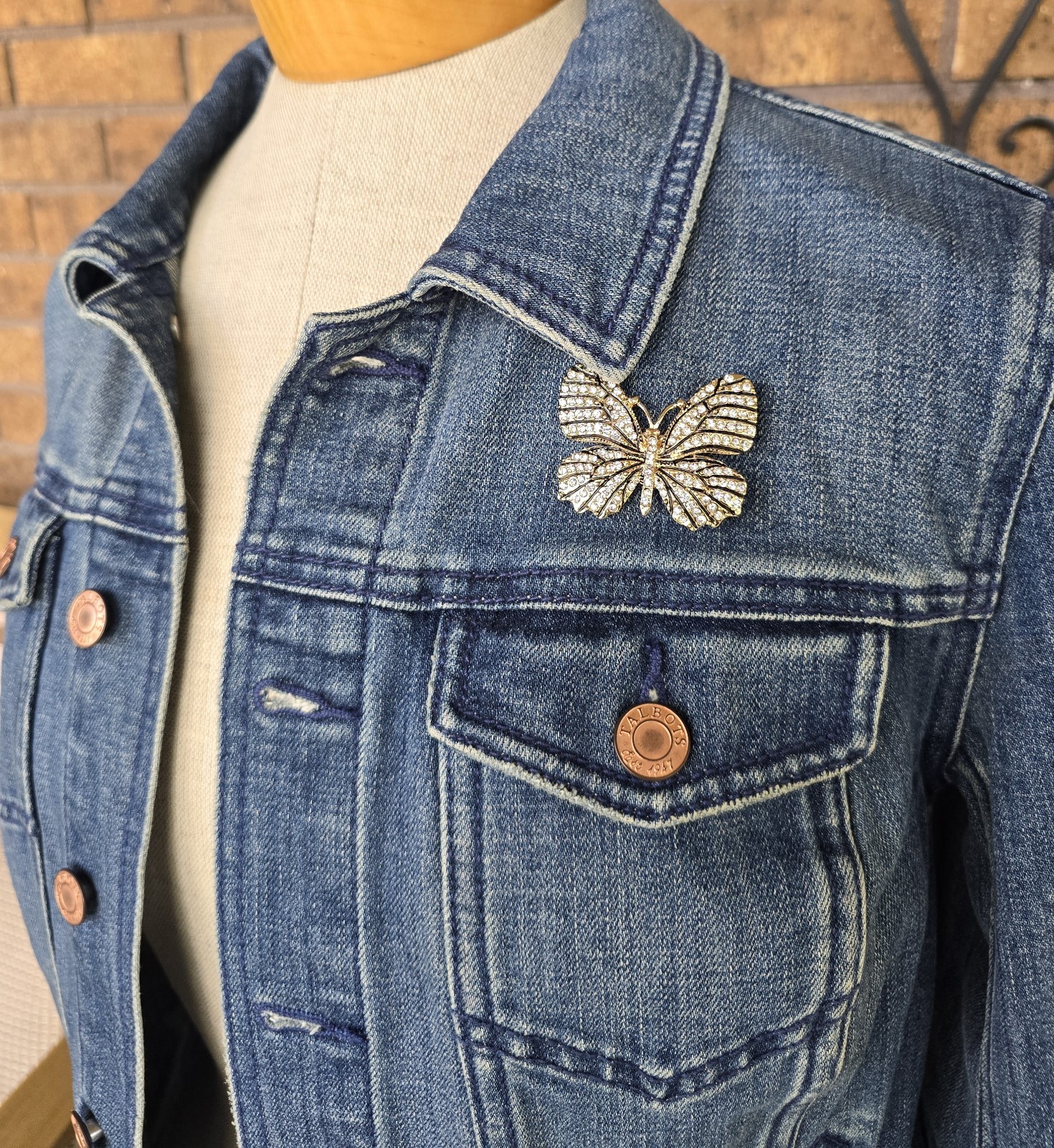 Gold, Clear, Black MAGNETIC Butterfly brooch. Butterfly jewelry, Pin-free