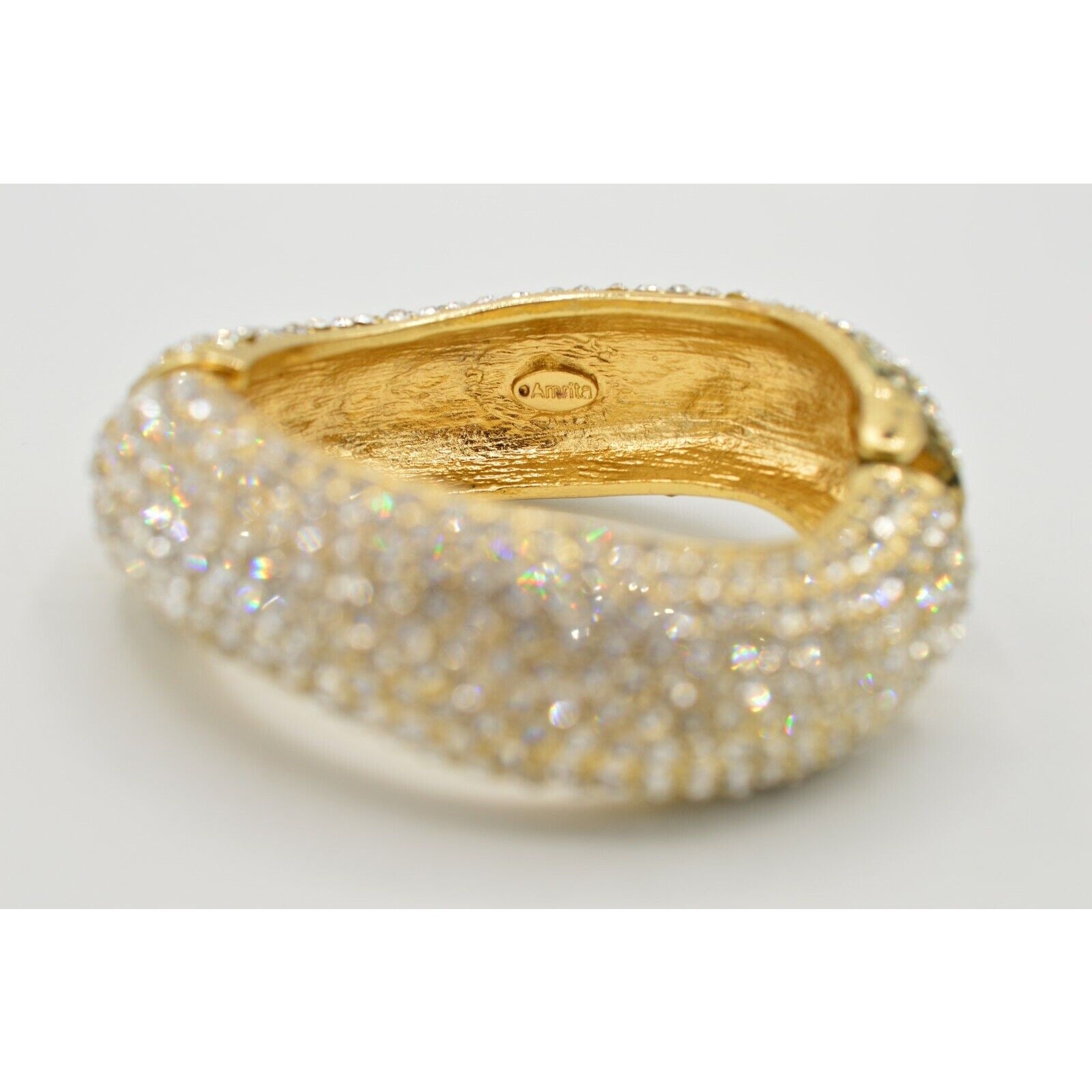 Amrita Singh Chunky Bangle Bracelet Sparkling Rhinestone Crystal Signed BinO