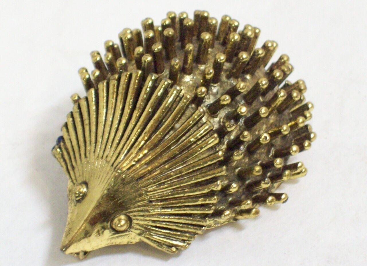 Hedgehog Zentall Pin Brutalist Brooch Retro Porcupine Modernist Abstract Vtg