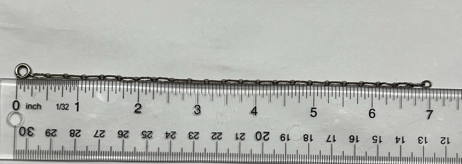 Vintage Estate Sterling Silver Bracelet 925 Ring Link 7″ Starter Charm 1.97gr US