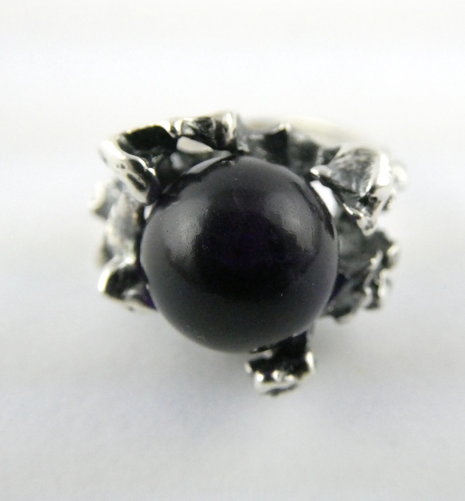 Neils Erik NE From Denmark Sterling Silver Amethyst Modernist Ring Size 3.75 6g