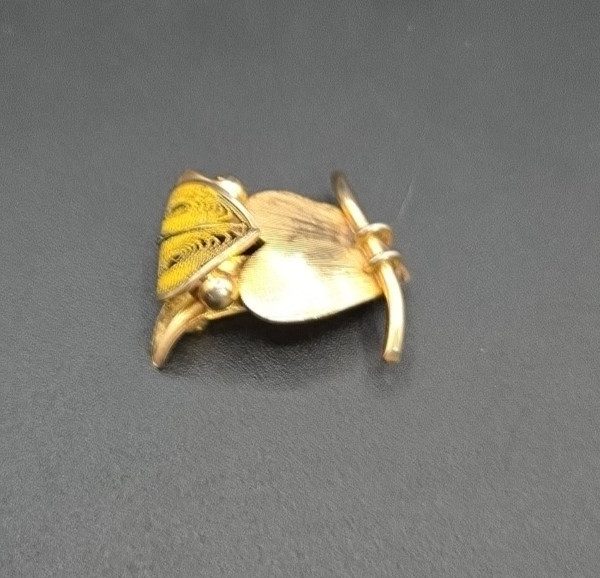Vintage Signed CW 12K Gold Filled, Filigree Owl Pin Brooch