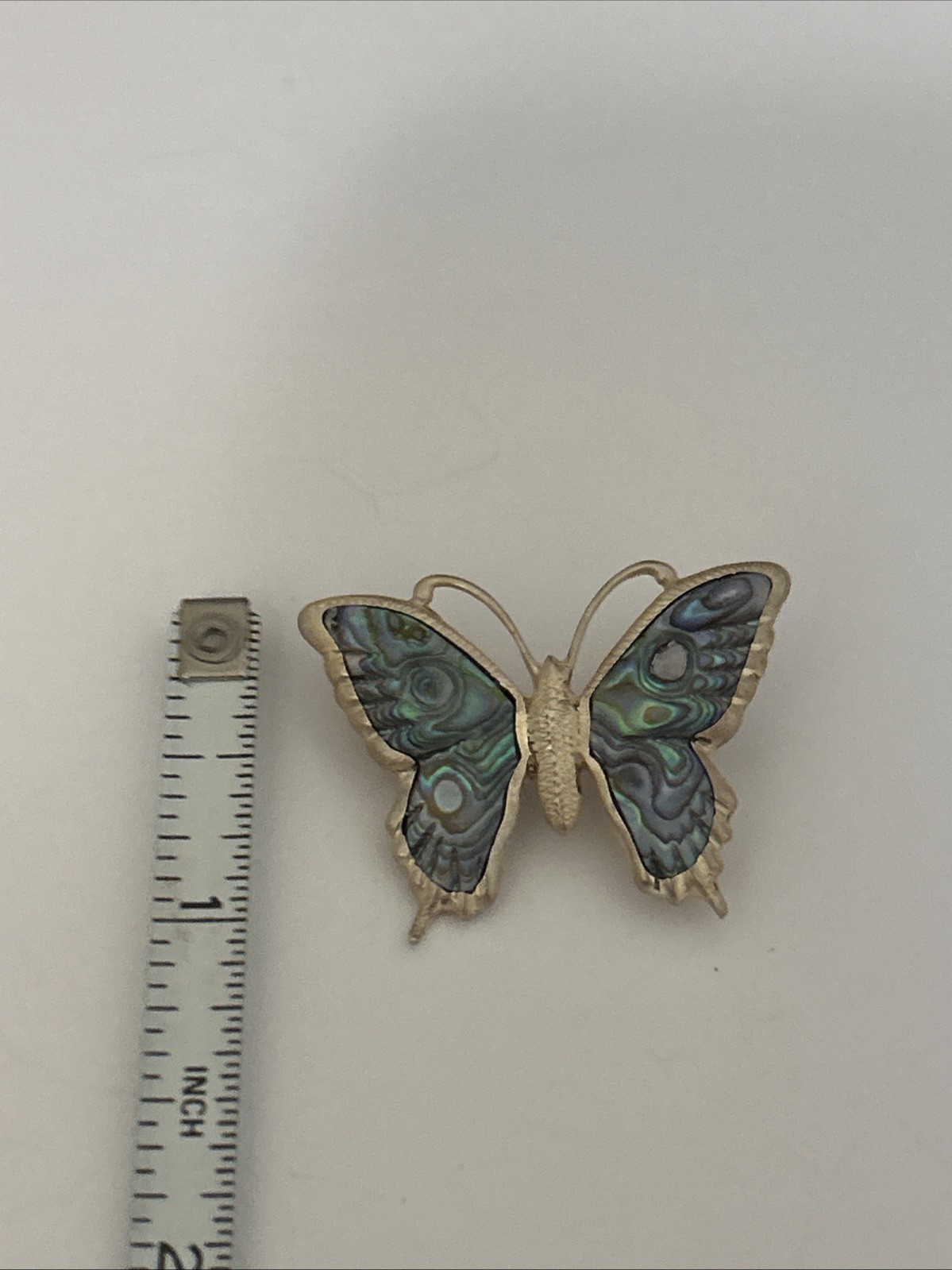 Vintage Ariki New Zealand Sterling Silver Paua Abalone Shell Butterfly BroochX11