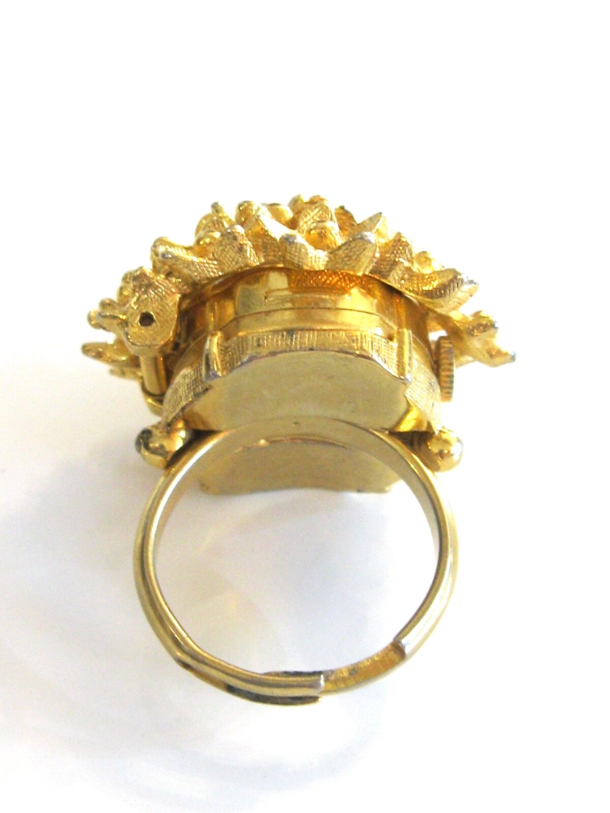 VINTAGE SAMBA MANUAL WIND WATCH RING W HINGED SPRING FORGET ME NOT FLORAL COVER