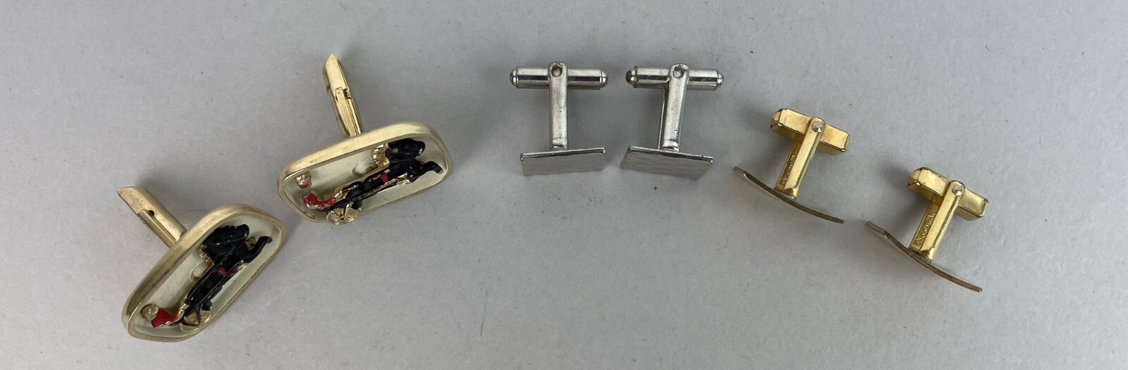 VTG LOT Of 3 Gold Silver Plate metal cufflinks MIXED LOT, m3