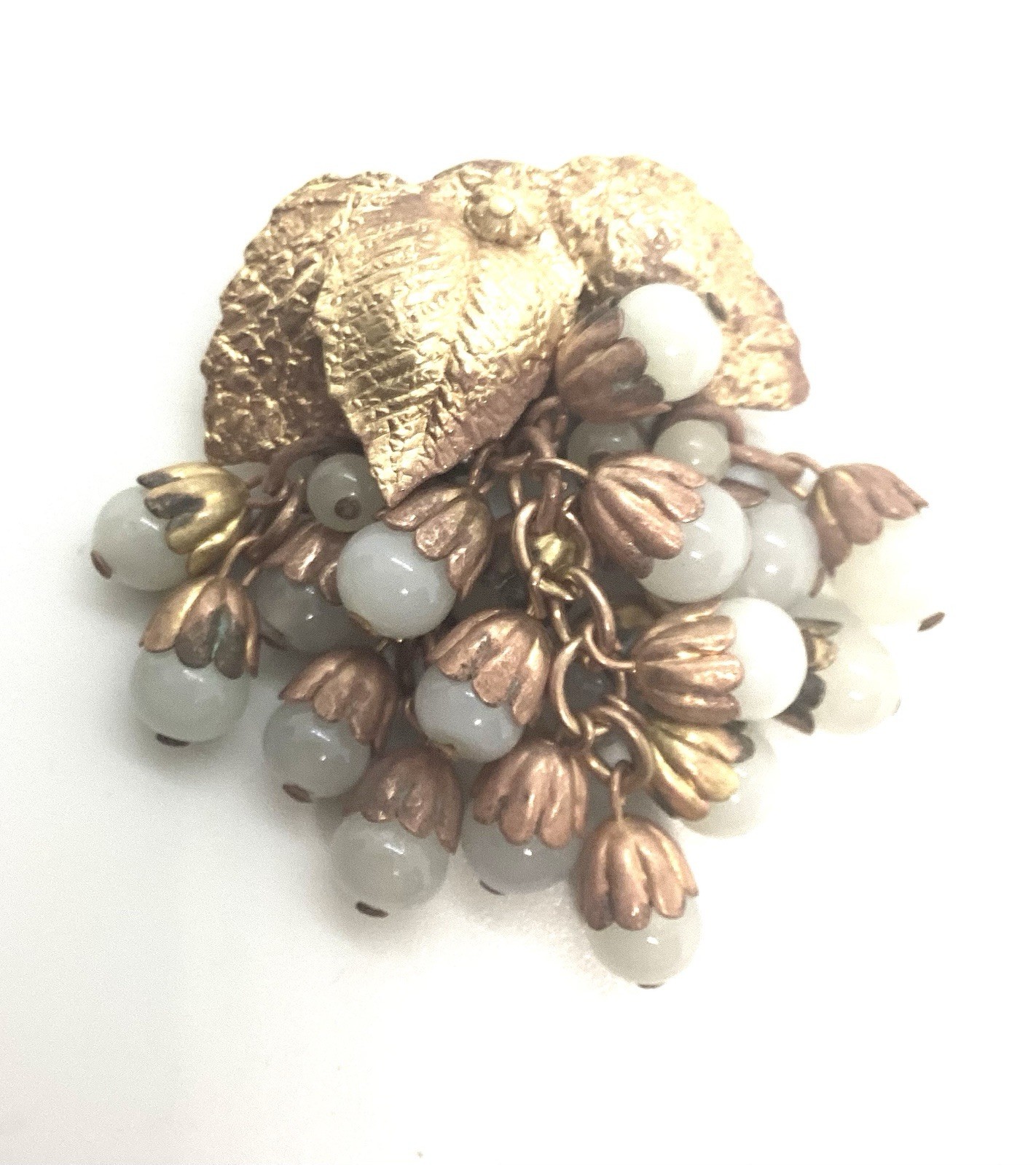 Miriam Haskell Early Handmade Gripiox Drop Dangle 2 Inch Brooch