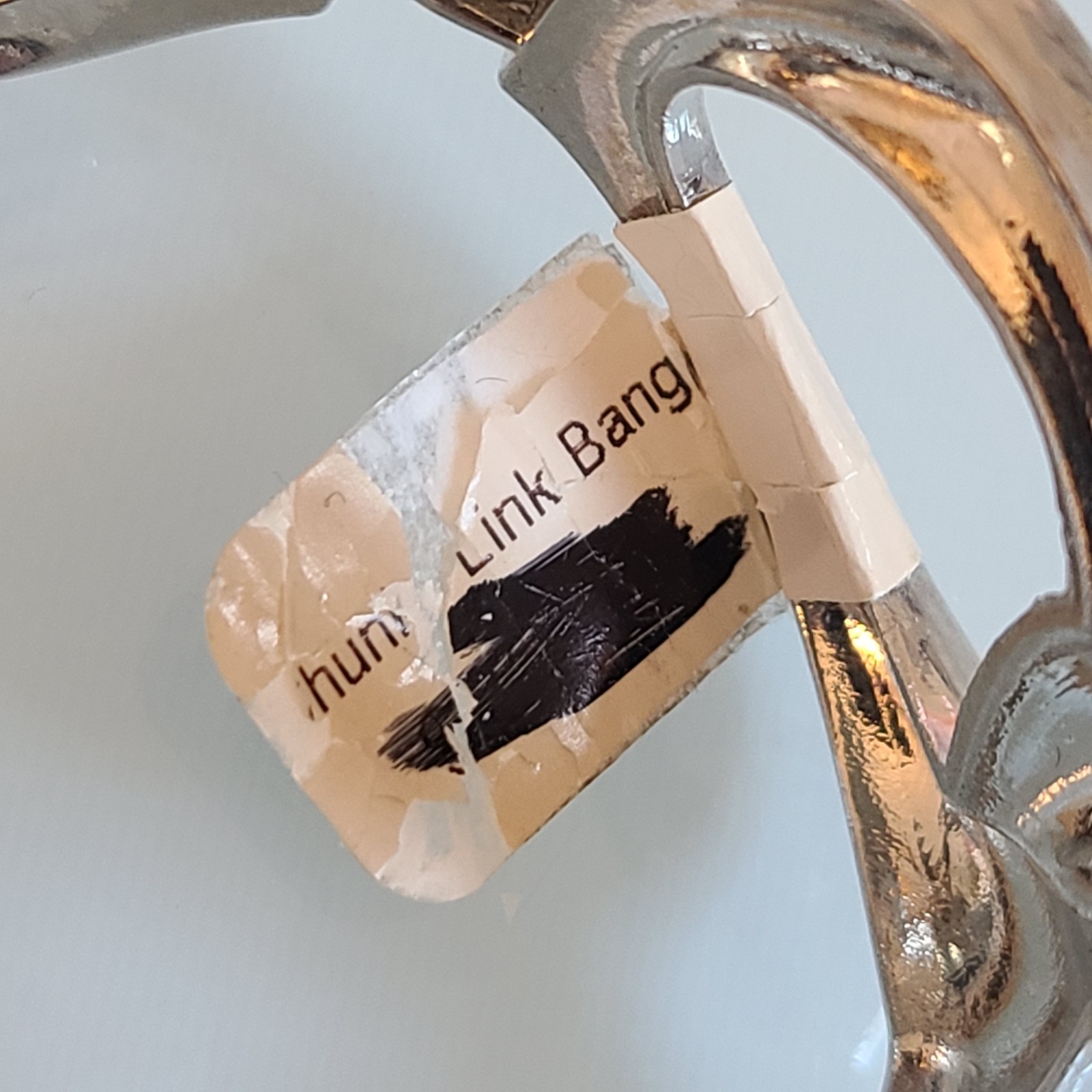 Chunky Silver Tone Polished Linked Statement Bangle Bracelet 1″ Wide Hinged